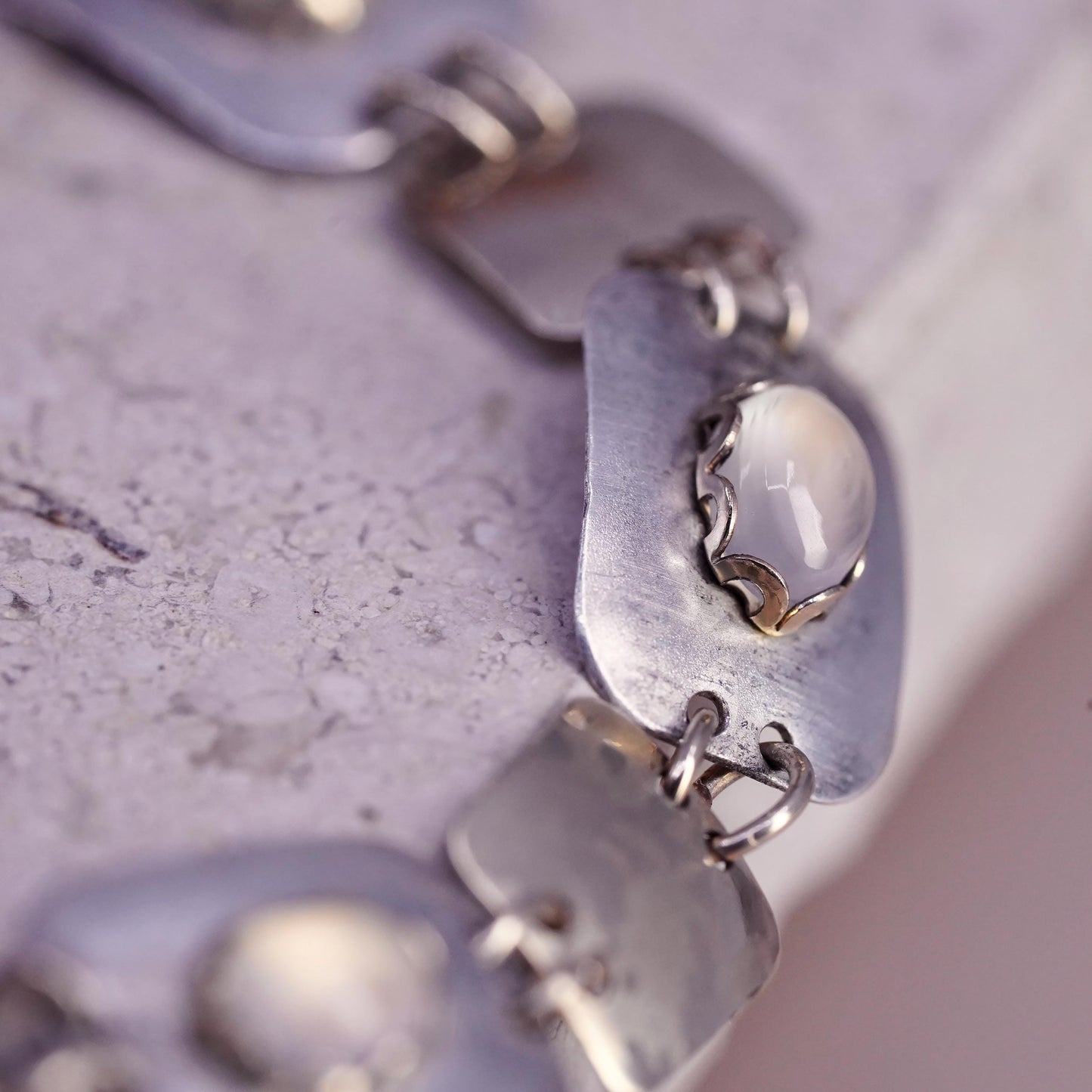 6.75", two tone sterling silver bracelet, with 14K gold filled discs cats eye