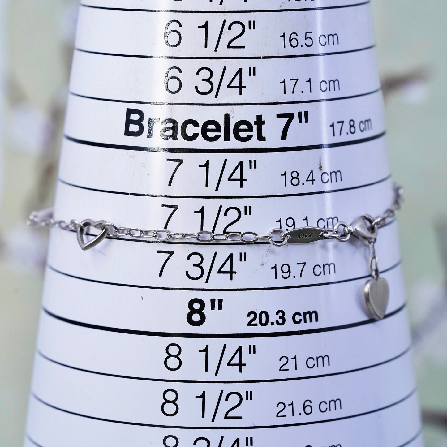 7.5”, Vintage sterling silver handmade bracelet, Italy 925 chain with cross