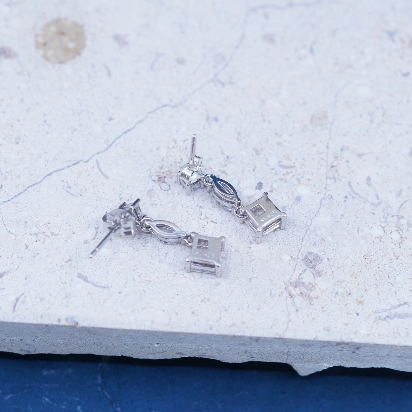 Vintage sterling silver 925 earrings with cz inlay