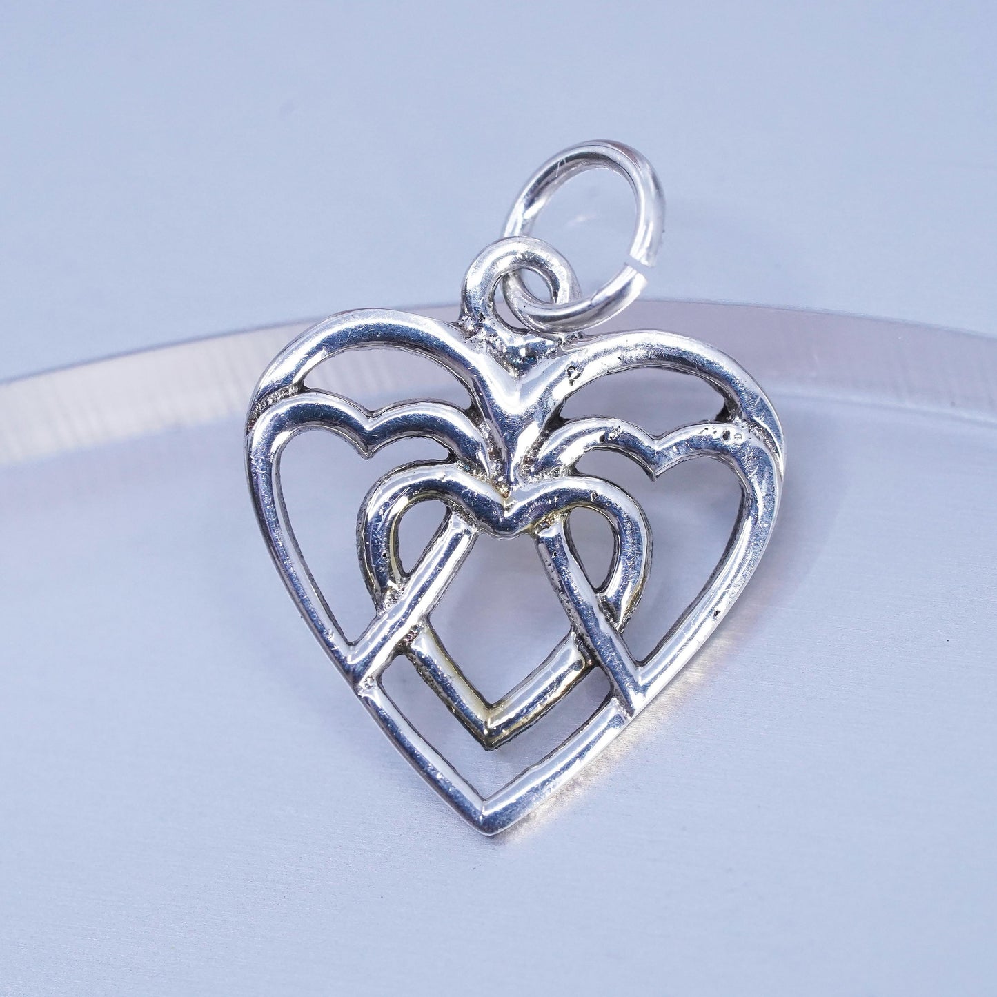 Vintage sterling 925 silver handmade Irish Celtic knot heart pendant
