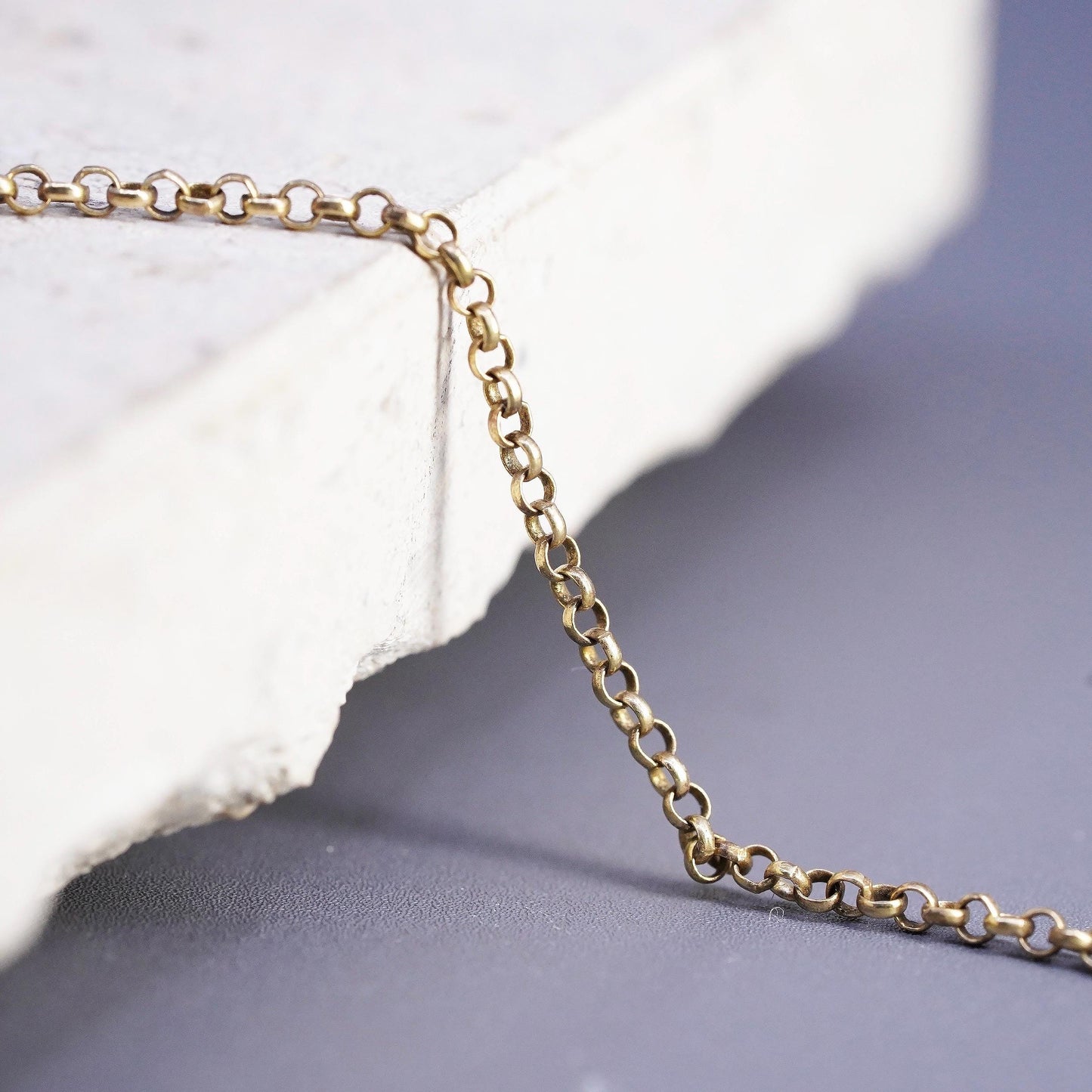 16", vintage vermeil gold Sterling silver handmade necklace, 925 circle chain