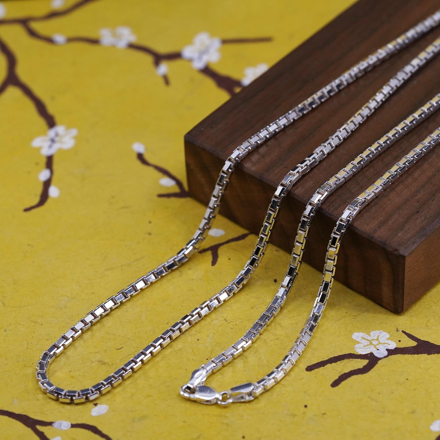 34” 3mm, , vintage Sterling silver bold box chain, Italy 925 necklace