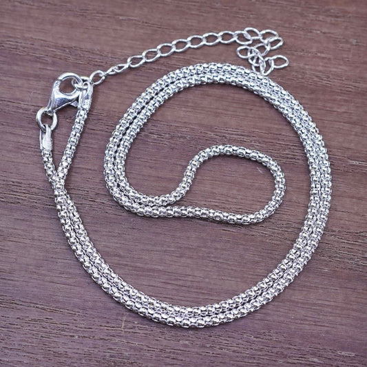 16+2”, 2mm, vintage Sterling silver necklace, Italy 925 popcorn chain