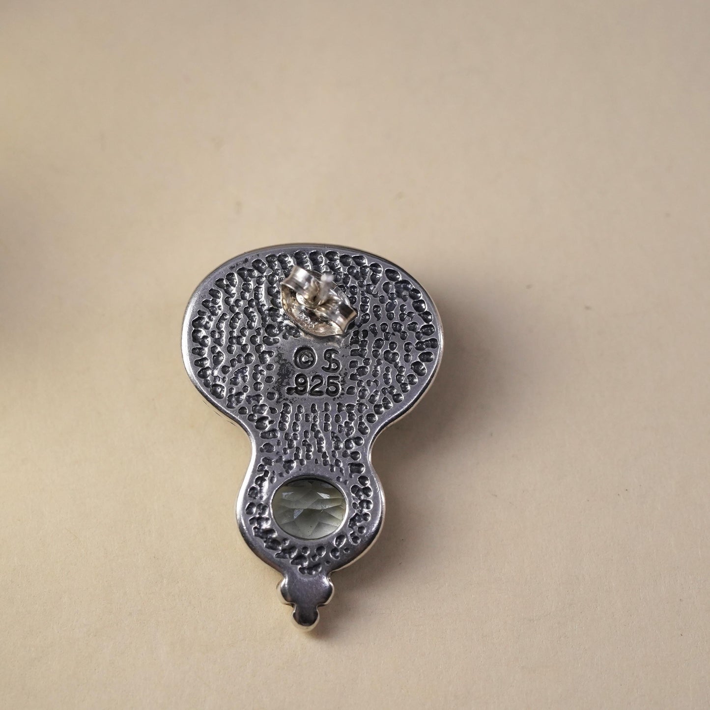Native American Shube single earring. Navajo Sterling 925 silver stud lapis