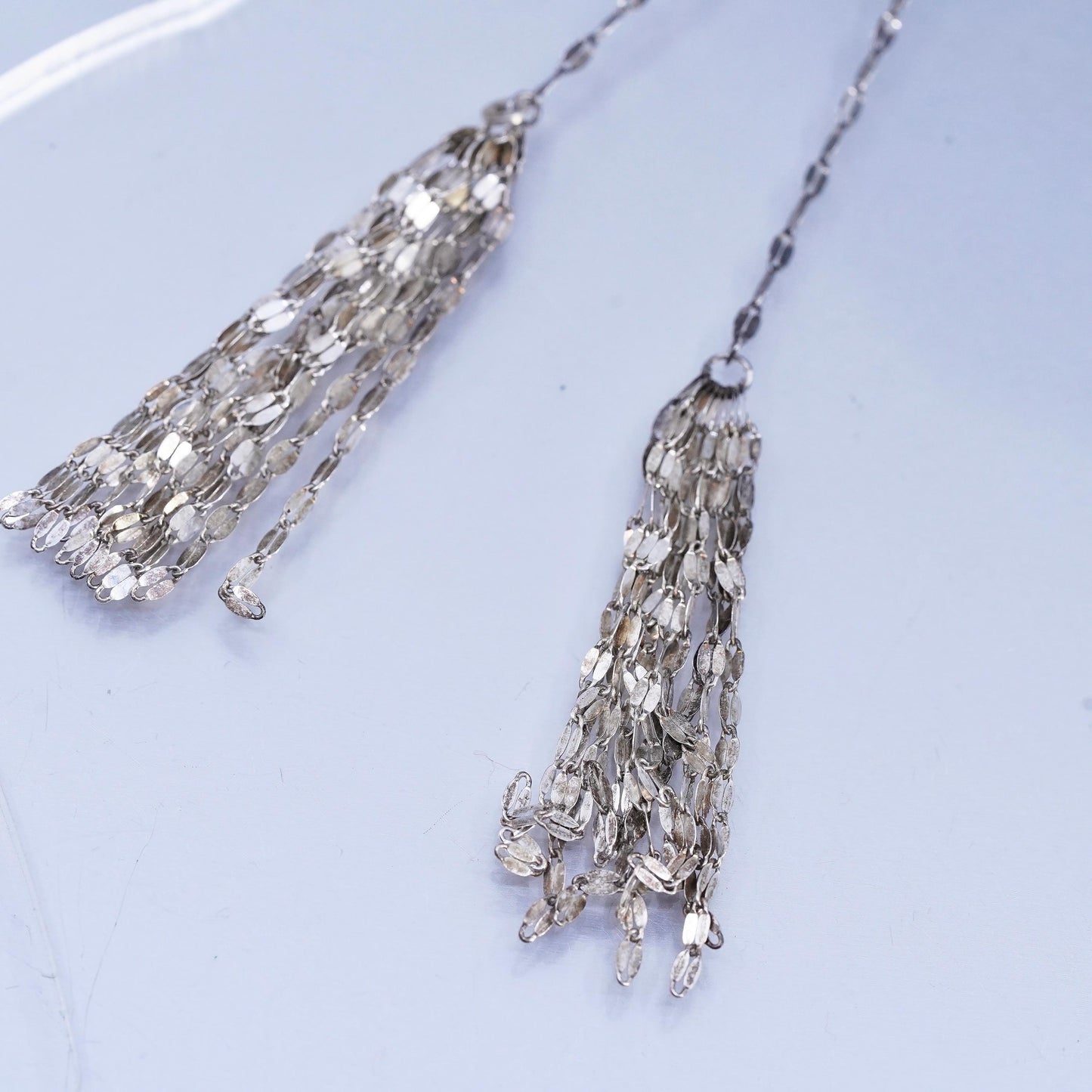 32" adjustable, KA1772 Italian Sterling 925 silver chain necklace fringe drops