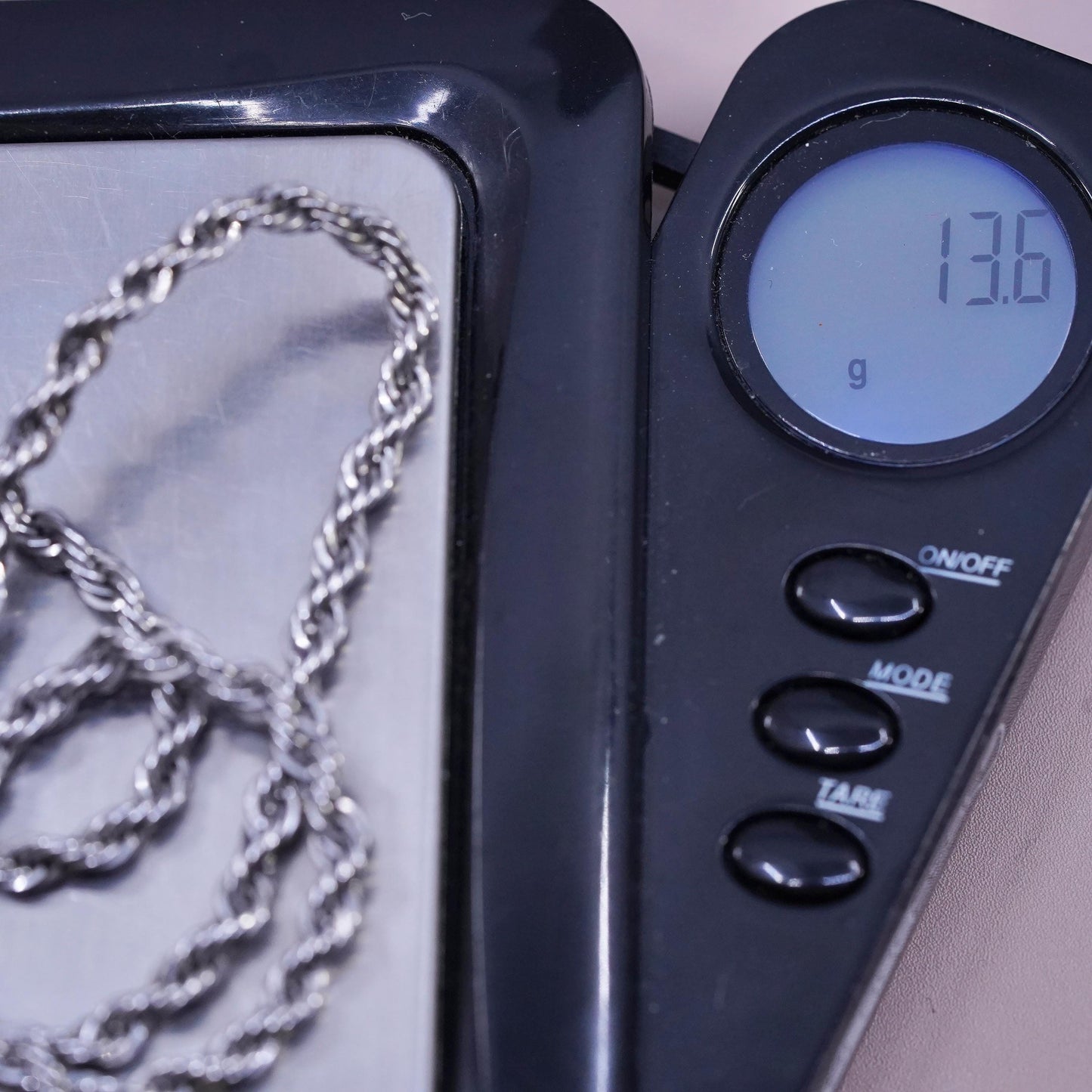 20" 3mm, vintage Sterling silver handmade necklace, 925 diamond rope chain