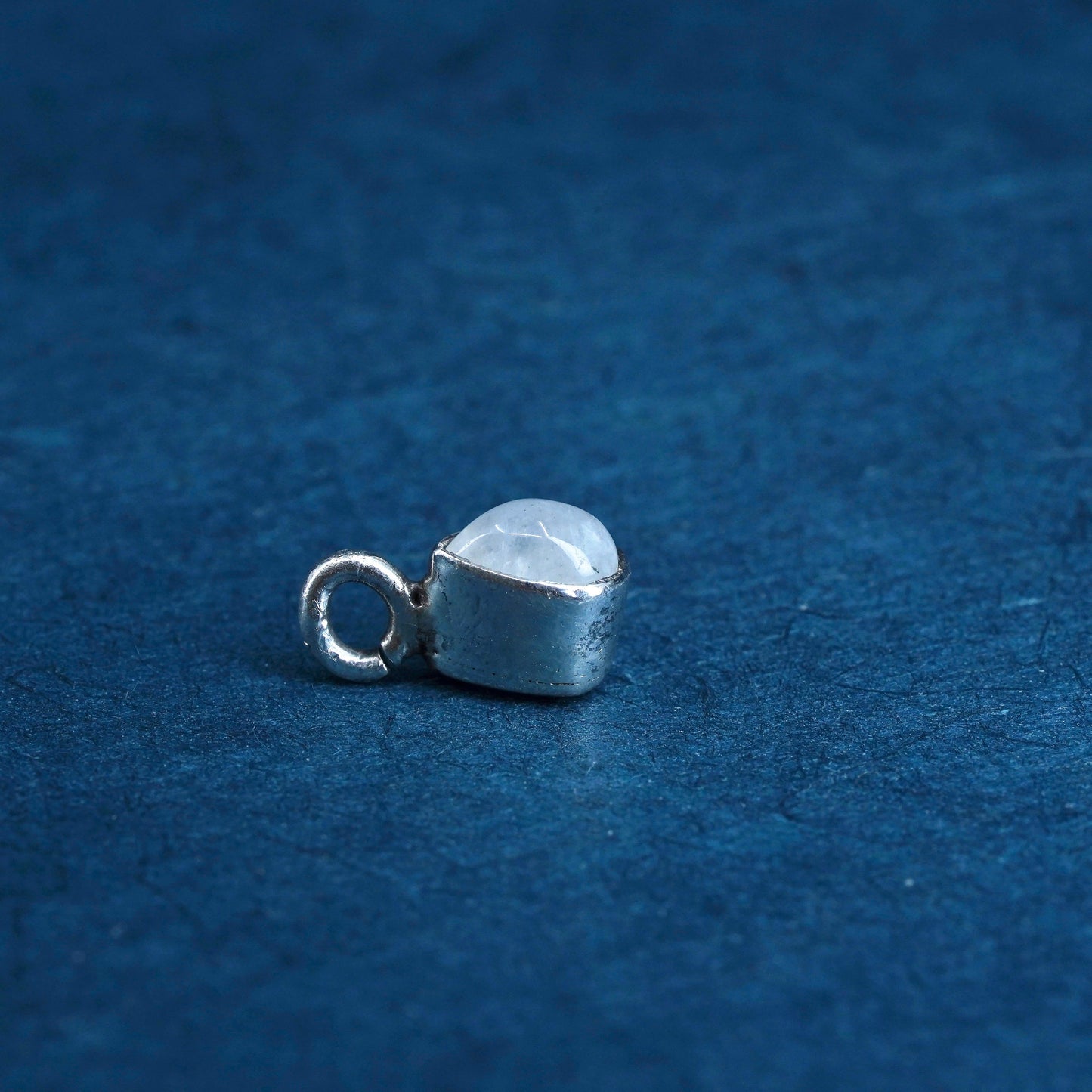 Vintage Sterling silver handmade pendant, 925 teardrop charm with moonstone