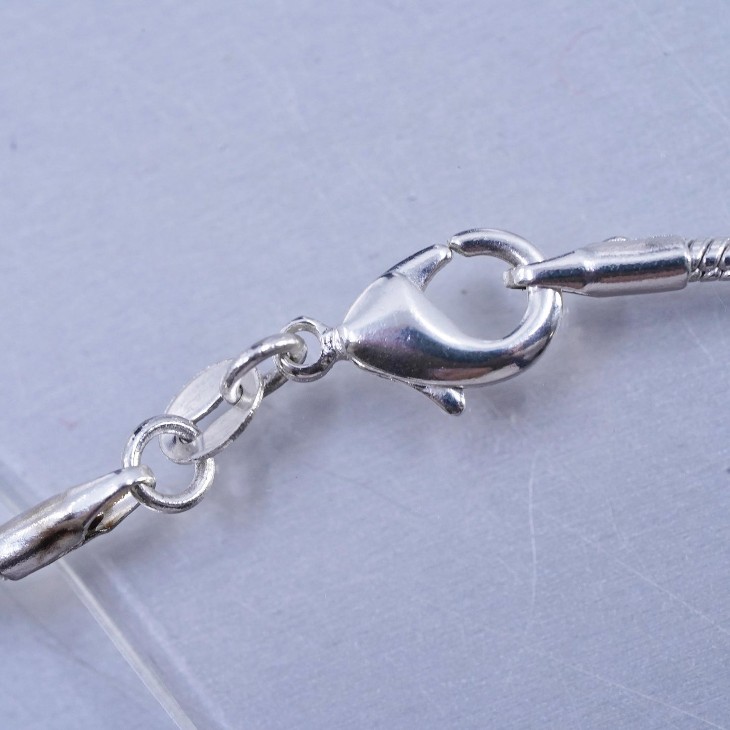 22" 1.6mm, vintage Sterling 925 silver snake chain necklace triple tube pendant
