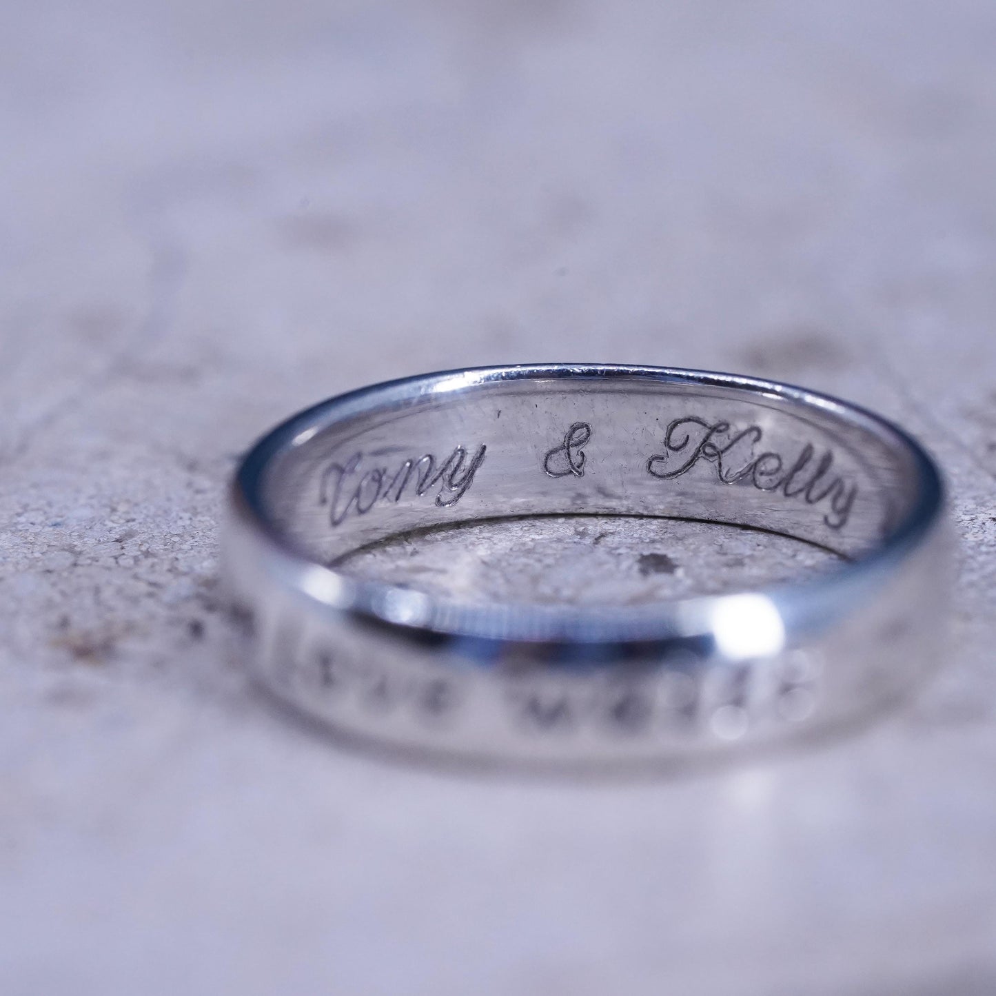 Size 8, vintage Sterling silver prayer ring, 925 band engraved "true love waits