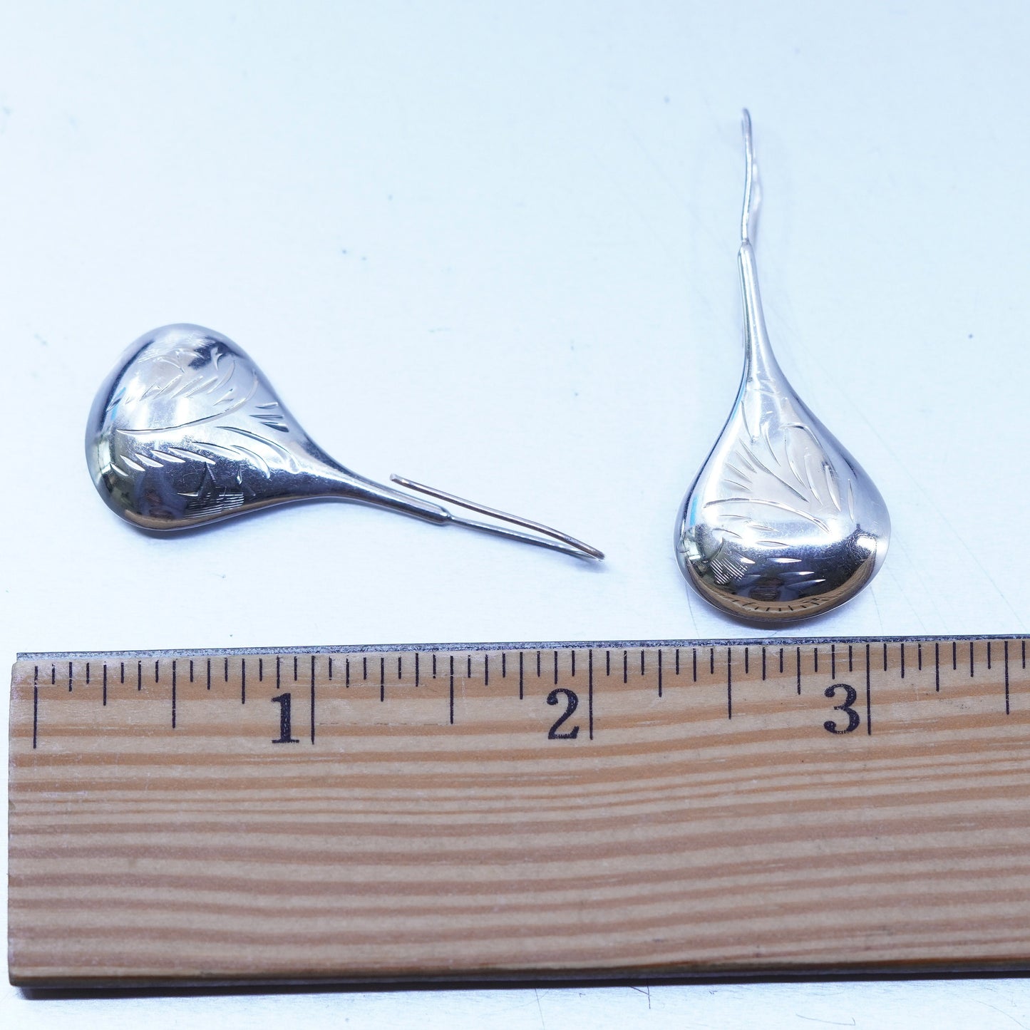 Vintage Sterling 925 silver handmade puffy teardrop earrings