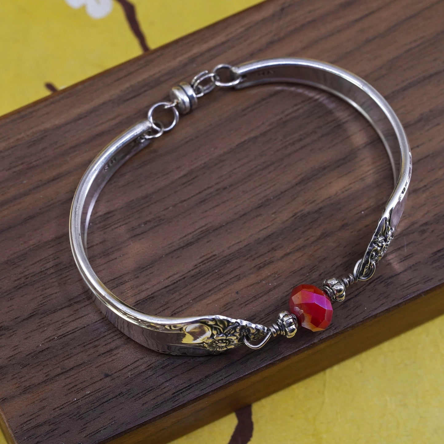 6.5”, Vintage Sterling silver spoon bracelet, 925 Silver Handmade bangle