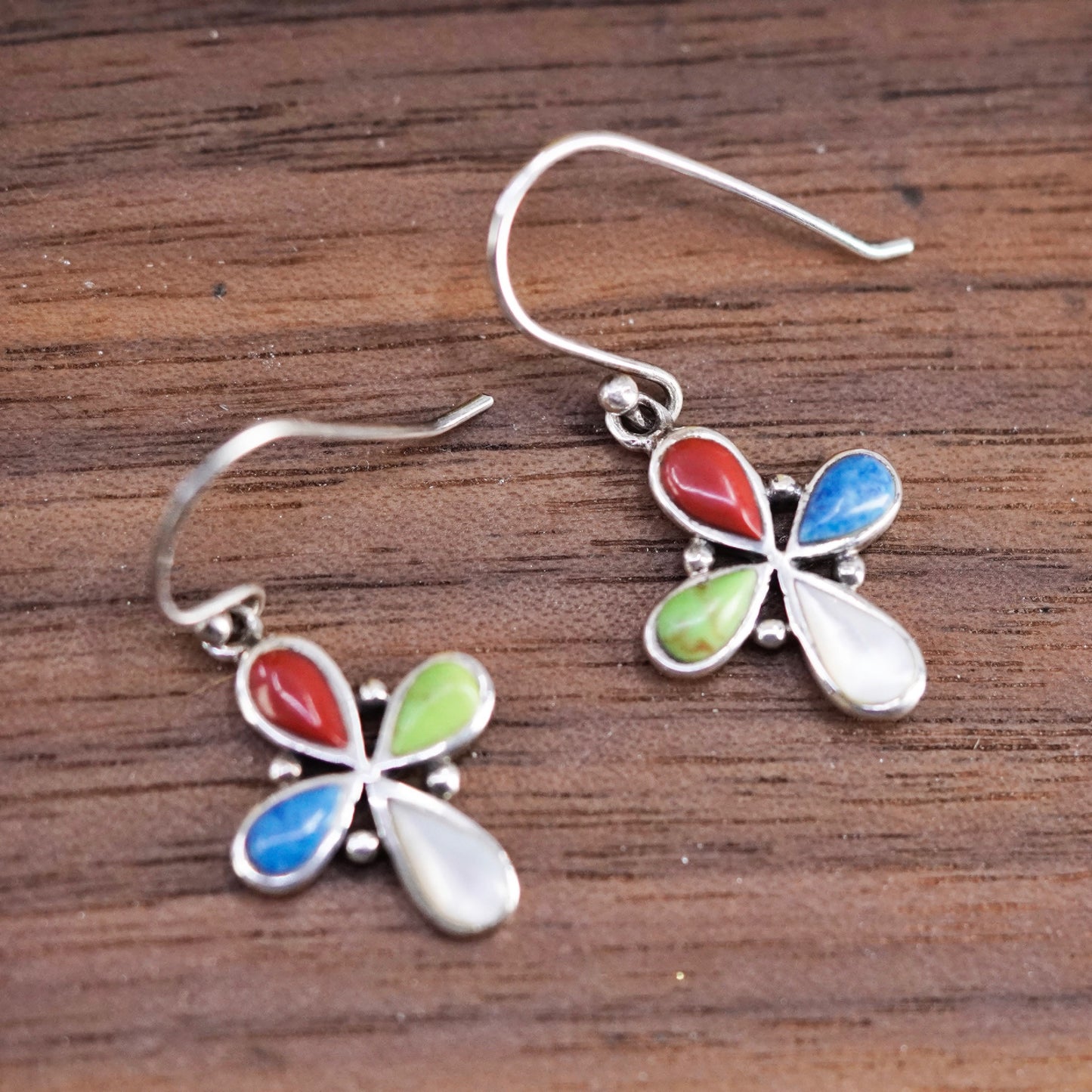 southwestern Sterling 925 silver handmade cross earrings with turquoise coral
