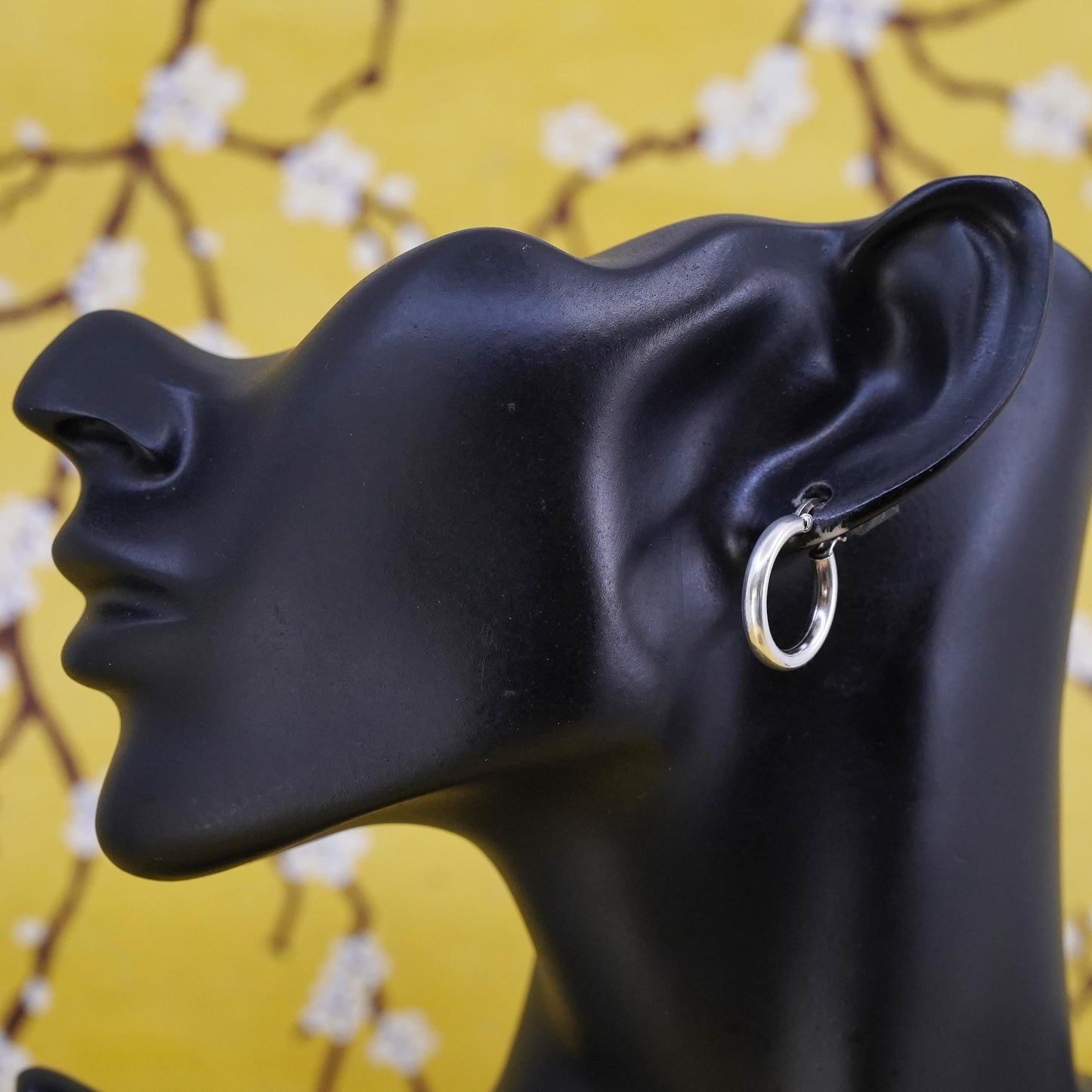 0.75”, Vintage Sterling silver handmade earrings, 925 hoops