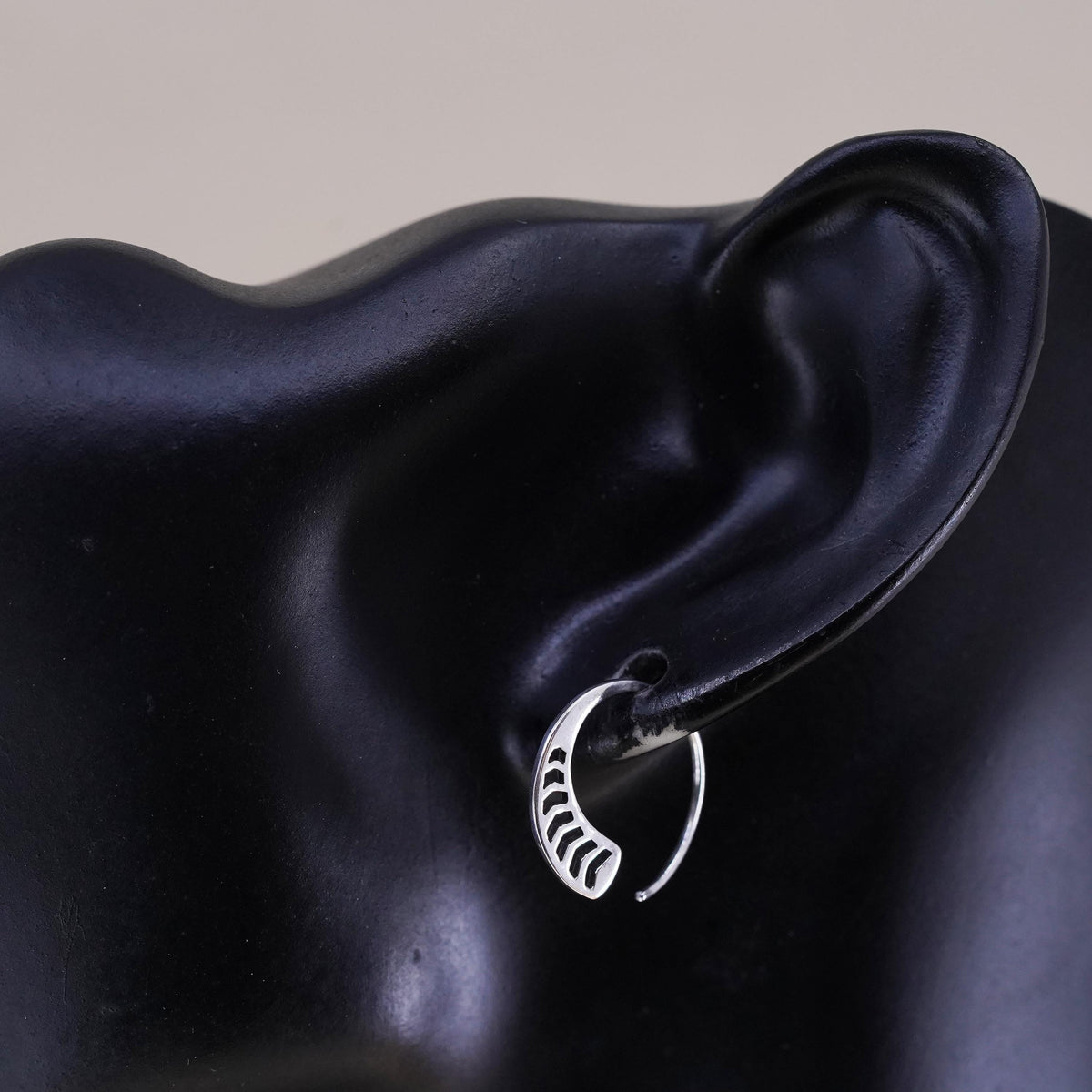 Vintage Sterling silver handmade earrings, 925 filigree sprial hoops