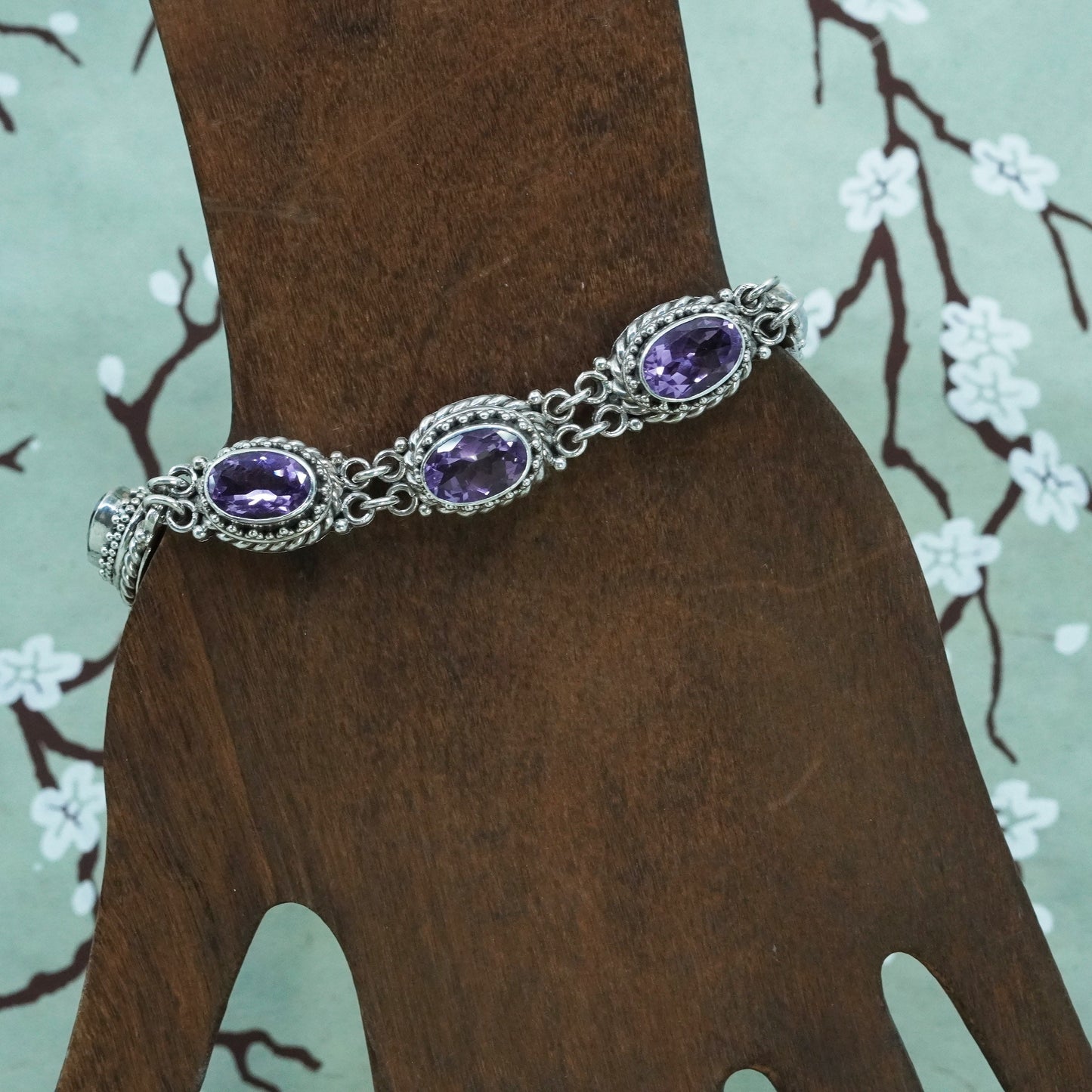 7+0.5”, BA Suarti jewelry | Sterling 925 silver handmade bracelet amethyst