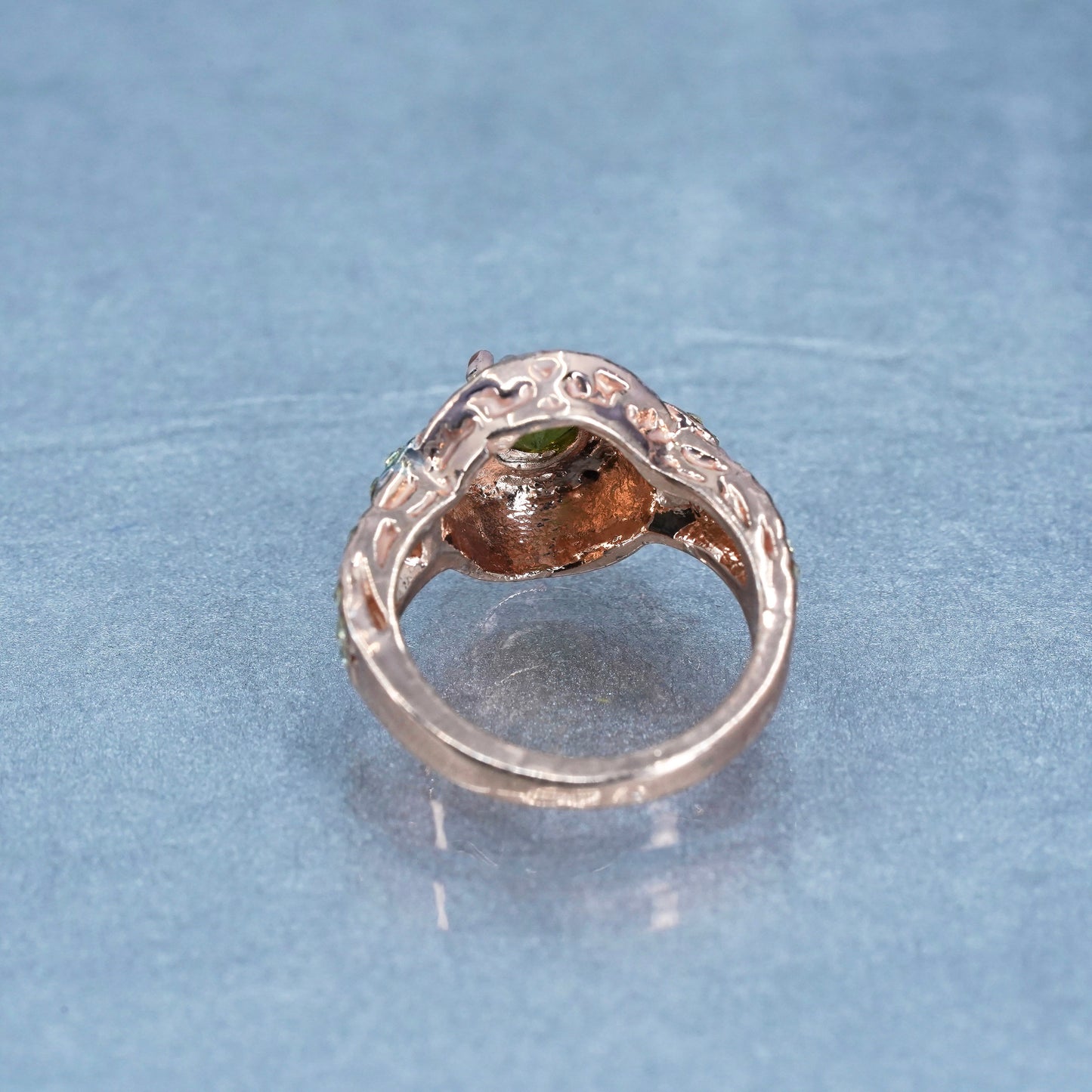 Size 5.25, vermeil rose gold over Sterling 925 silver band ring with cluster Cz