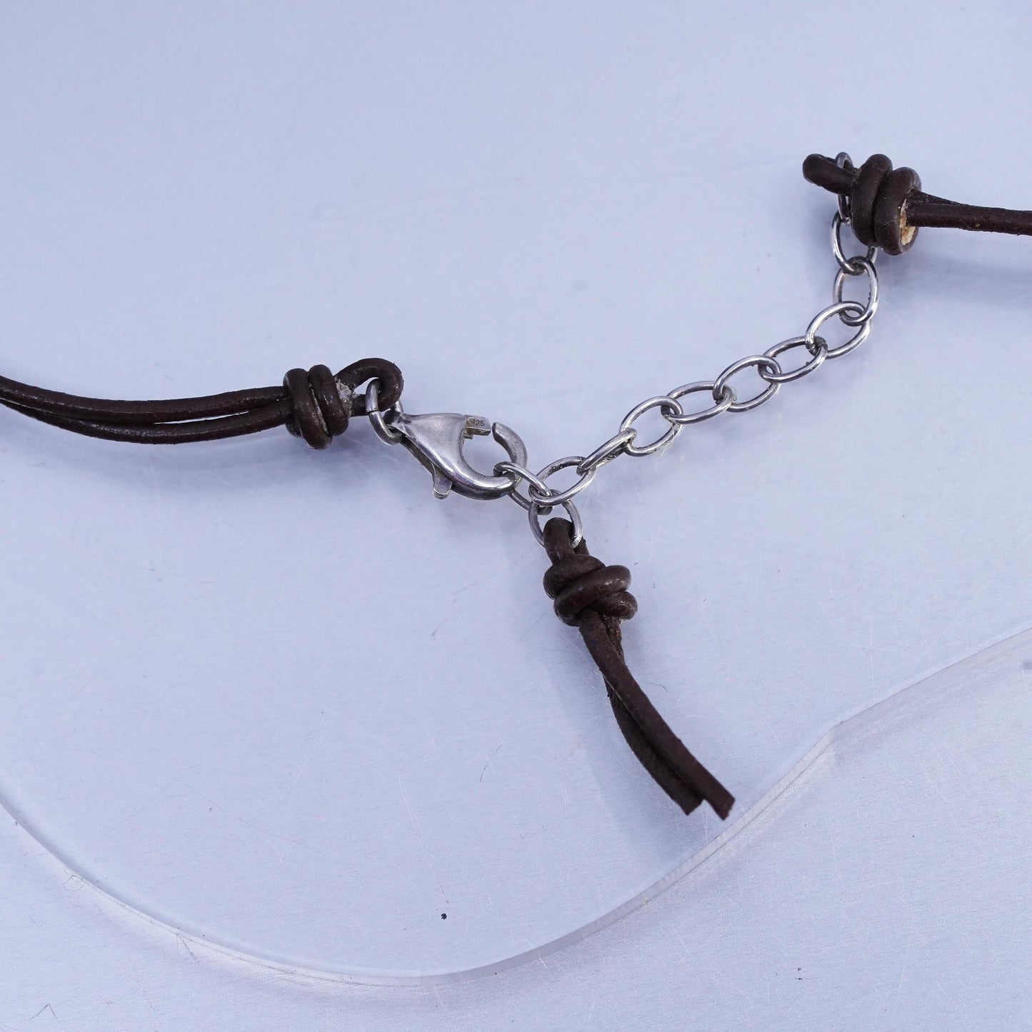 16+2”, Silpada .925 Sterling Silver Handmade Pearl brown Leather Necklace N1257
