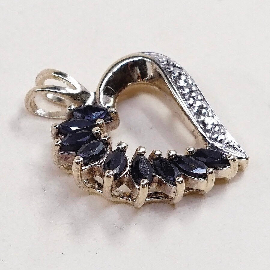 vtg Gold over Sterling silver pendant, 925 teardrop pendant w/ cz