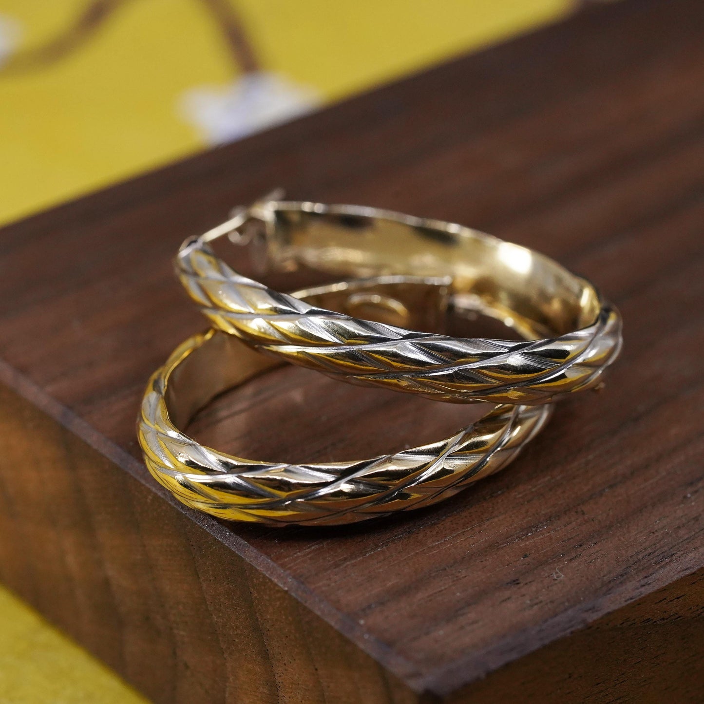 1.5”, Italia Crea vermeil gold over Sterling silver earrings, 925 oval hoops