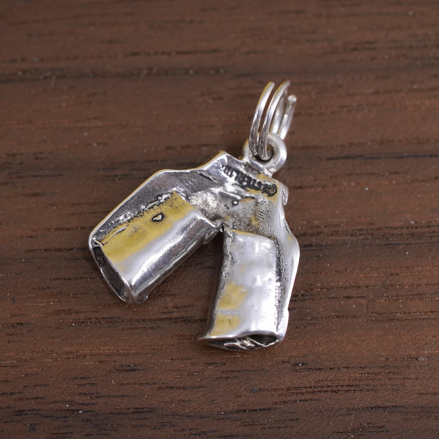 Vintage Sterling silver handmade charm, 925 cowboy chinks chaps pendant