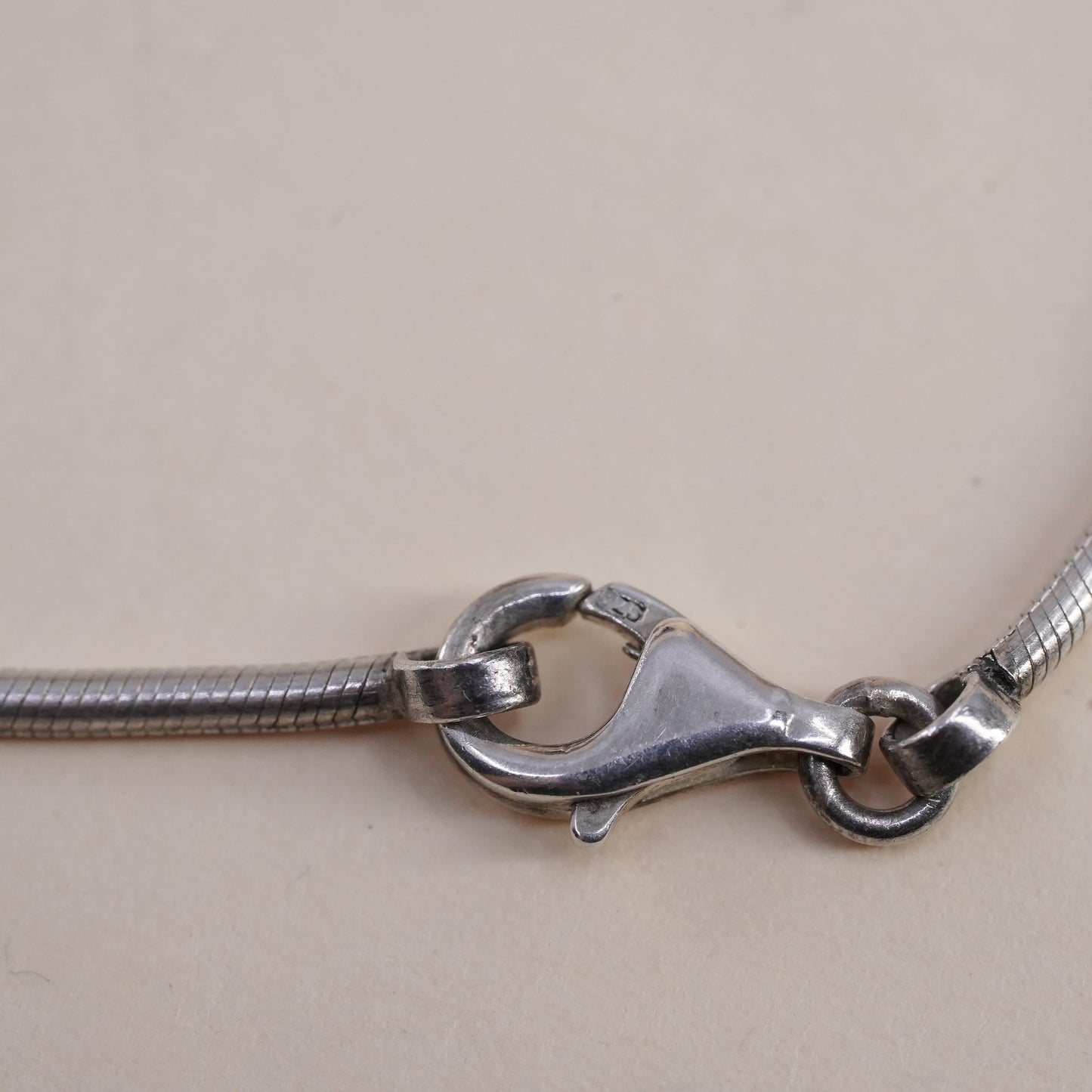 6.75”, Antigua Sterling silver bracelet, Mexican 925 snake chain pearl flower
