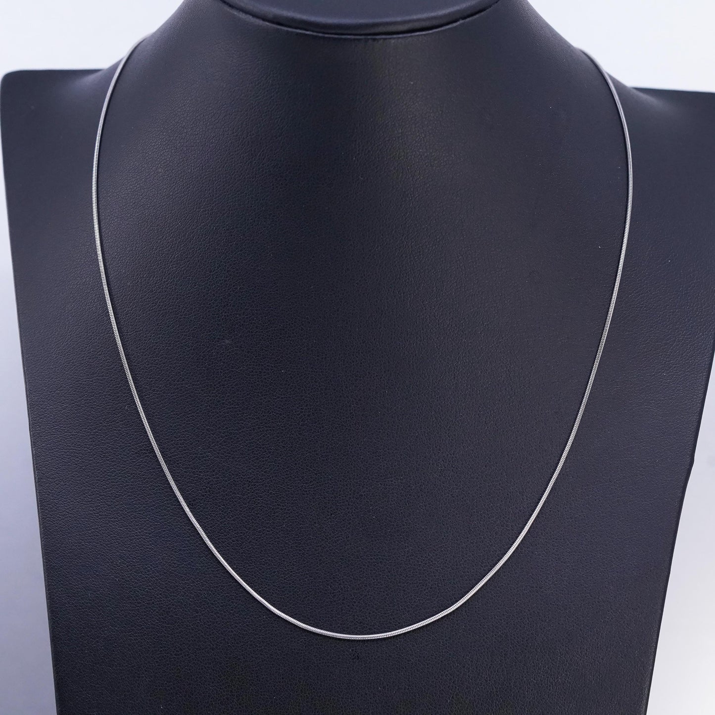 16+3" 1mm, vintage Sterling 925 silver snake chain necklace