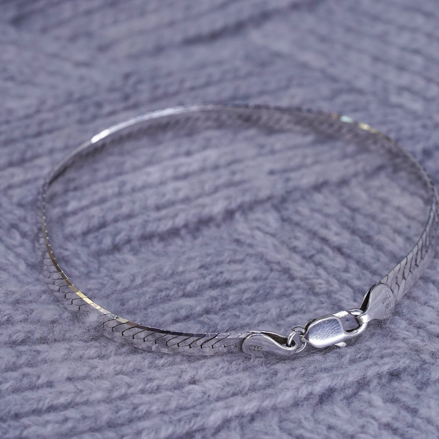 7.75", 5mm, vintage Sterling silver handmade bracelet, 925 herringbone link