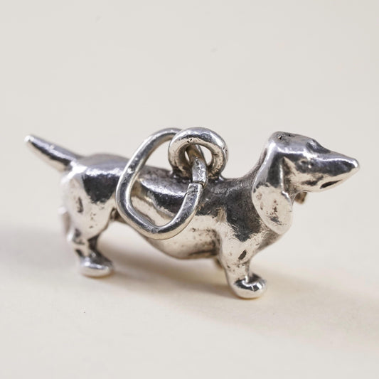 Sterling Silver Dachshund Charm Wiener Dog Pendant Sausage Dog Doxie Jewelry