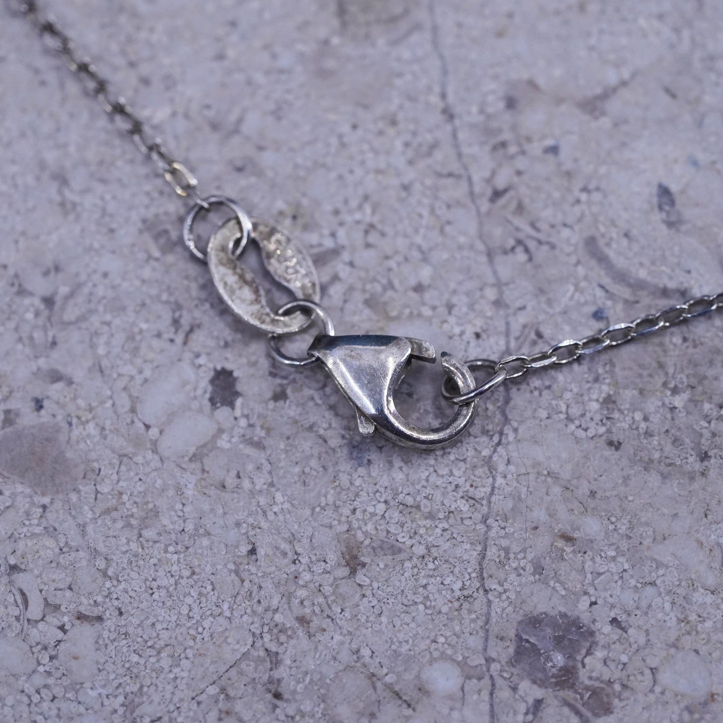 18”, 1mm, vintage Sterling silver necklace, 925 circle chain with cross pendant and Cz