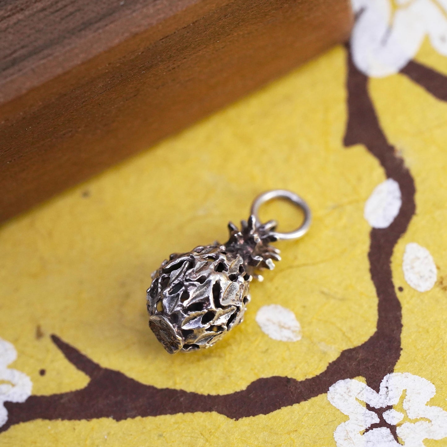 Vintage Sterling silver handmade pendant, 925 silver filigree pineapple