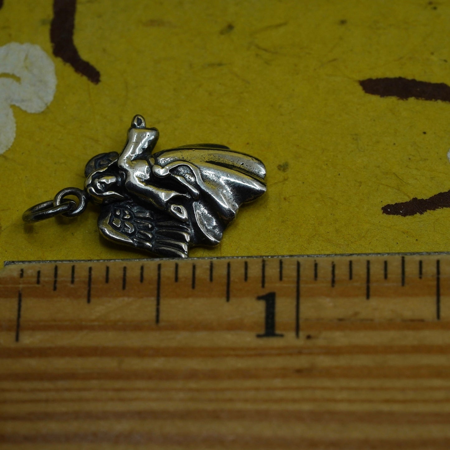 Vintage Sterling silver handmade pendant, solid 925 angel silver ankle charm