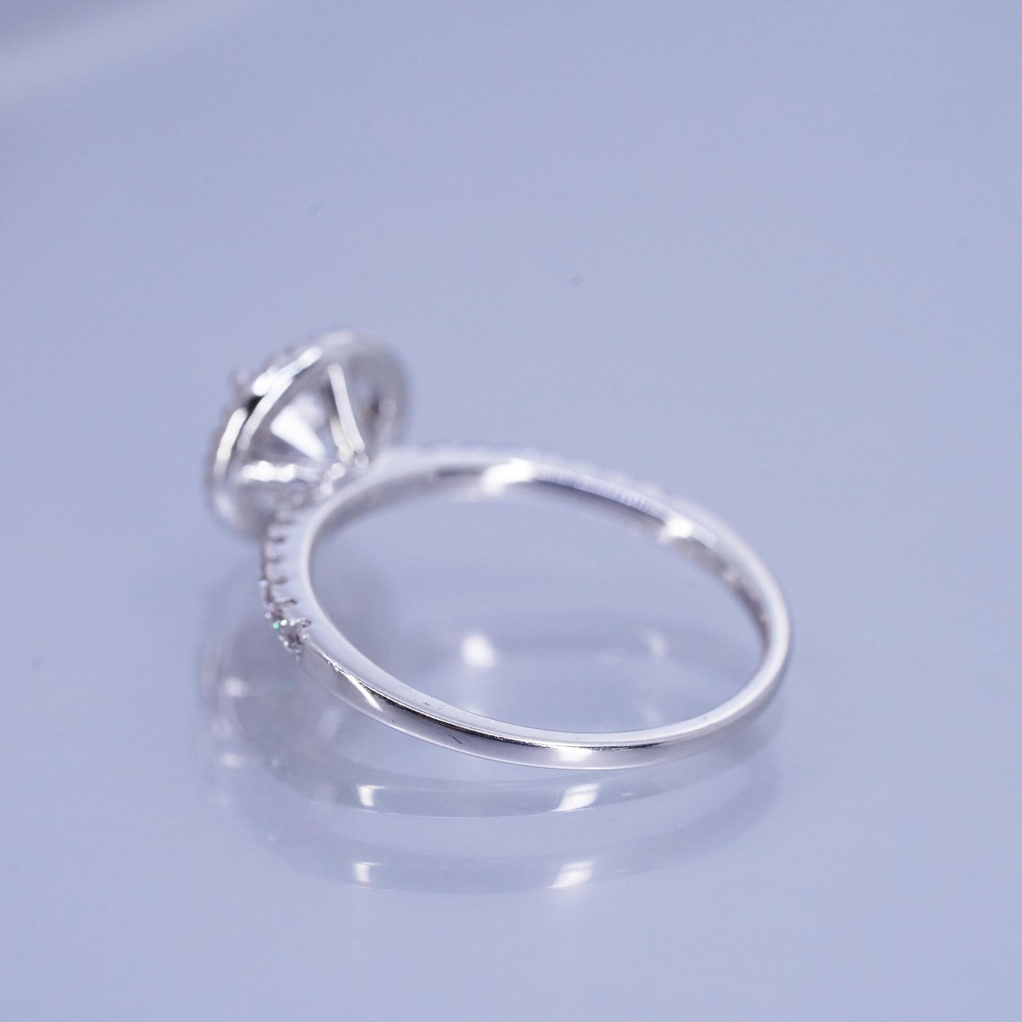 Size 9, vintage Sterling 925 silver statement engagement ring with cluster Cz