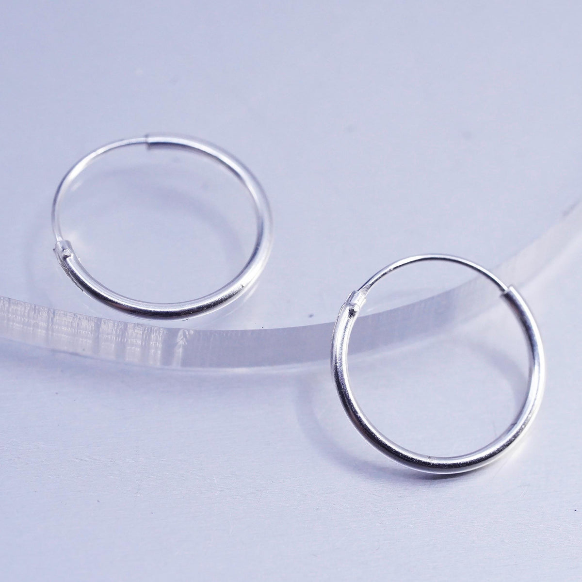 0.5”, vintage Sterling silver handmade earrings, 925 hoops