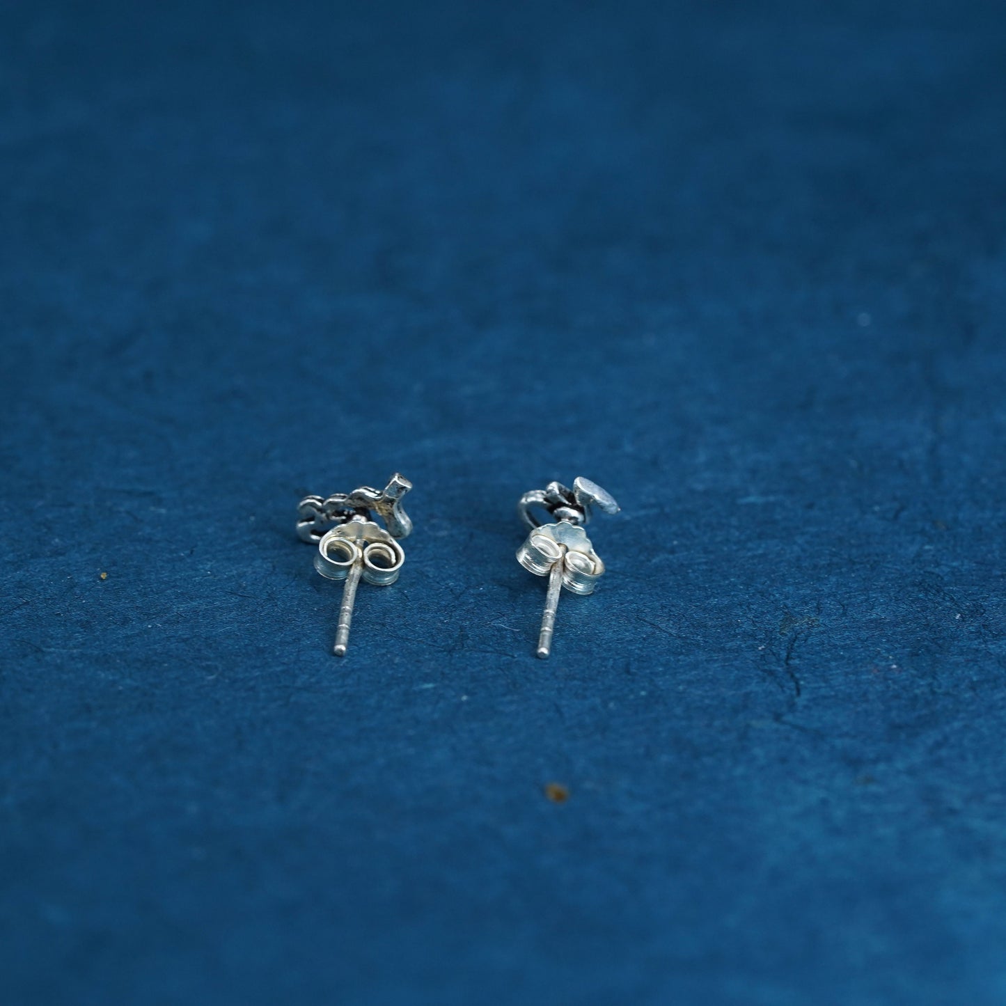 vintage sterling silver handmade earrings, 925 “yes no” studs