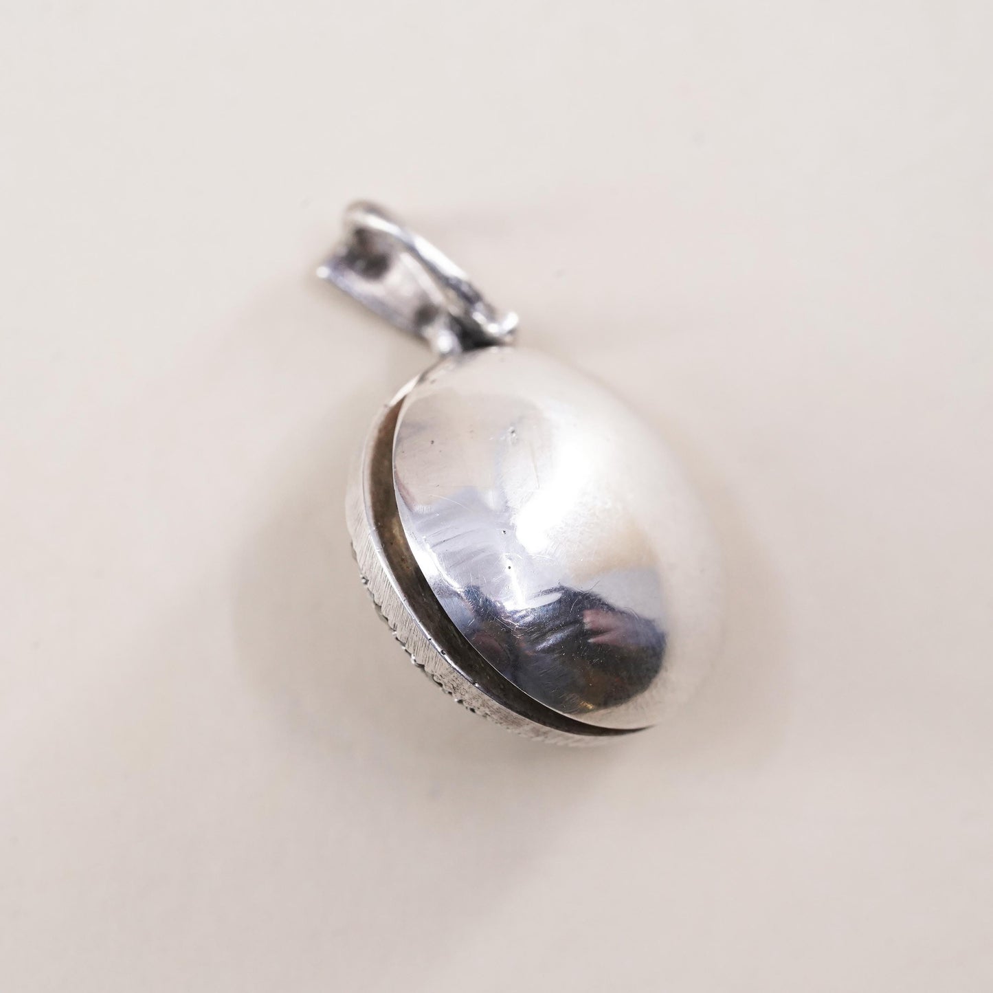 Sterling silver prayer circle locket pendant, 925 charm marcasite amethyst