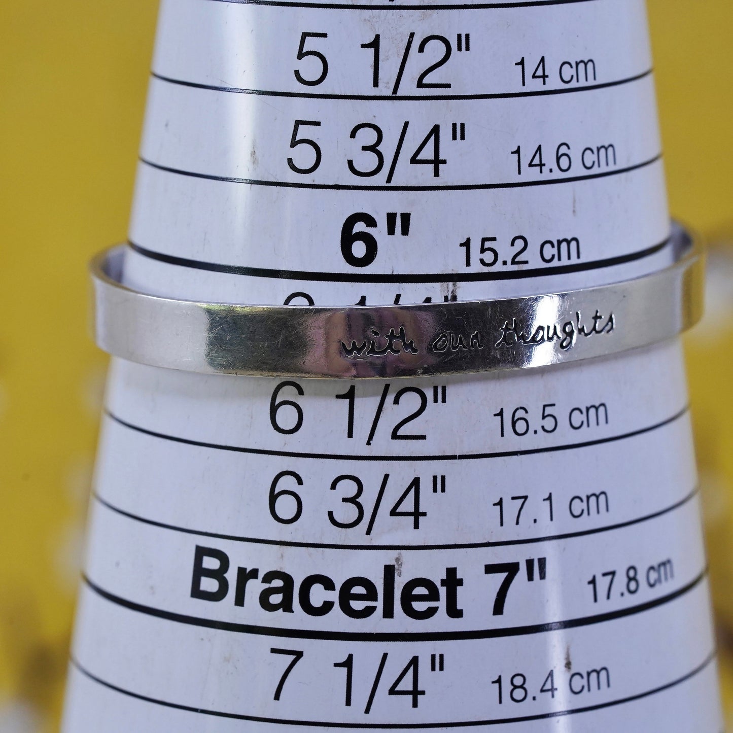 6.5", Far fetched Sterling silver bracelet, 925 cuff “with our thoughts we make