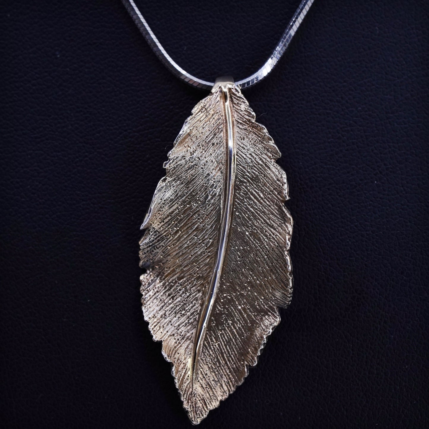 16+2” Dyadema vermeil gold over Sterling 925 silver snake necklace leaf pendant