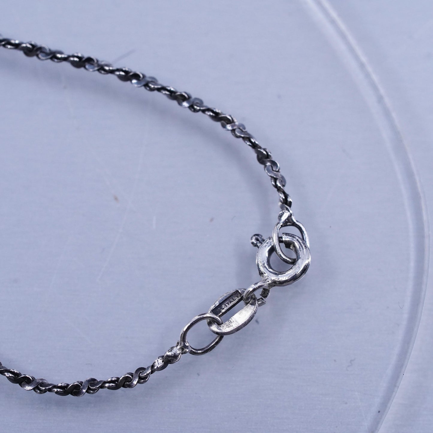 18” 1mm, vintage Italy Sterling 925 silver twisted s link chain necklace