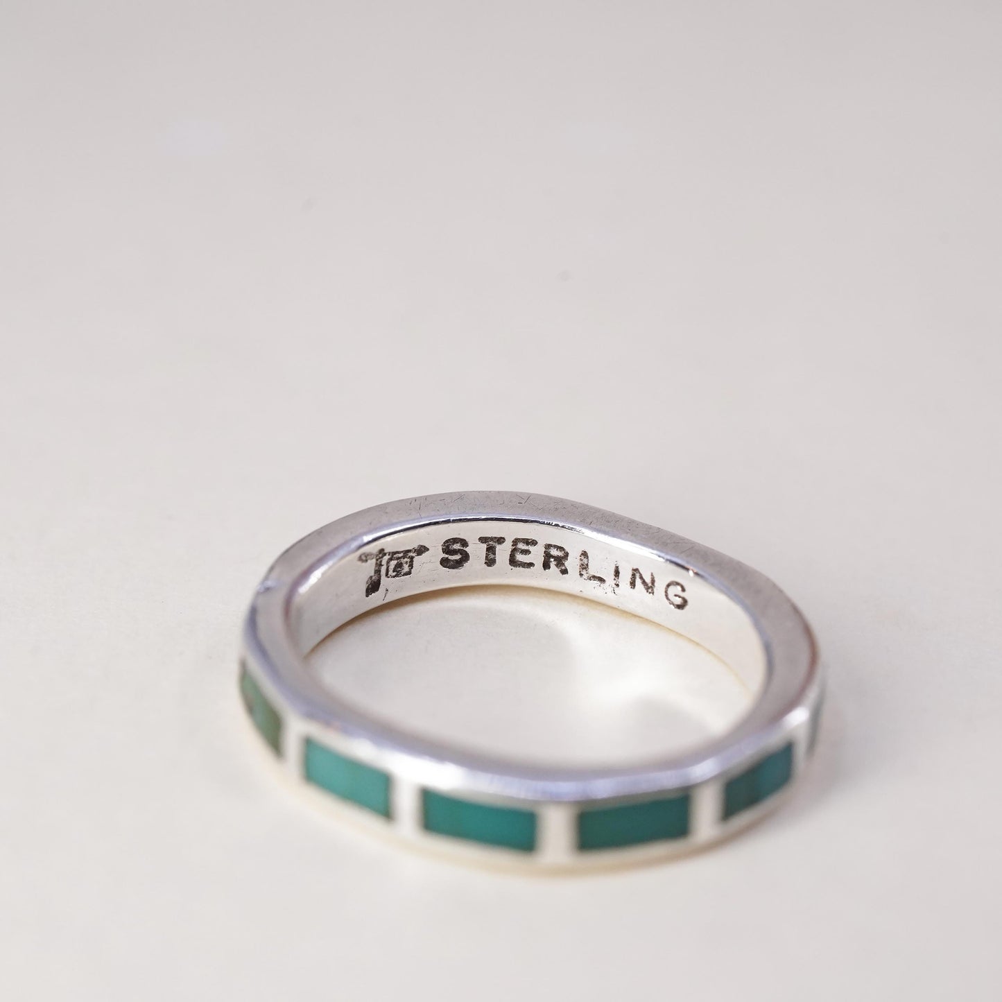 Size 5.5, Native American Bell Trading sterling silver ring, 925 band turquoise