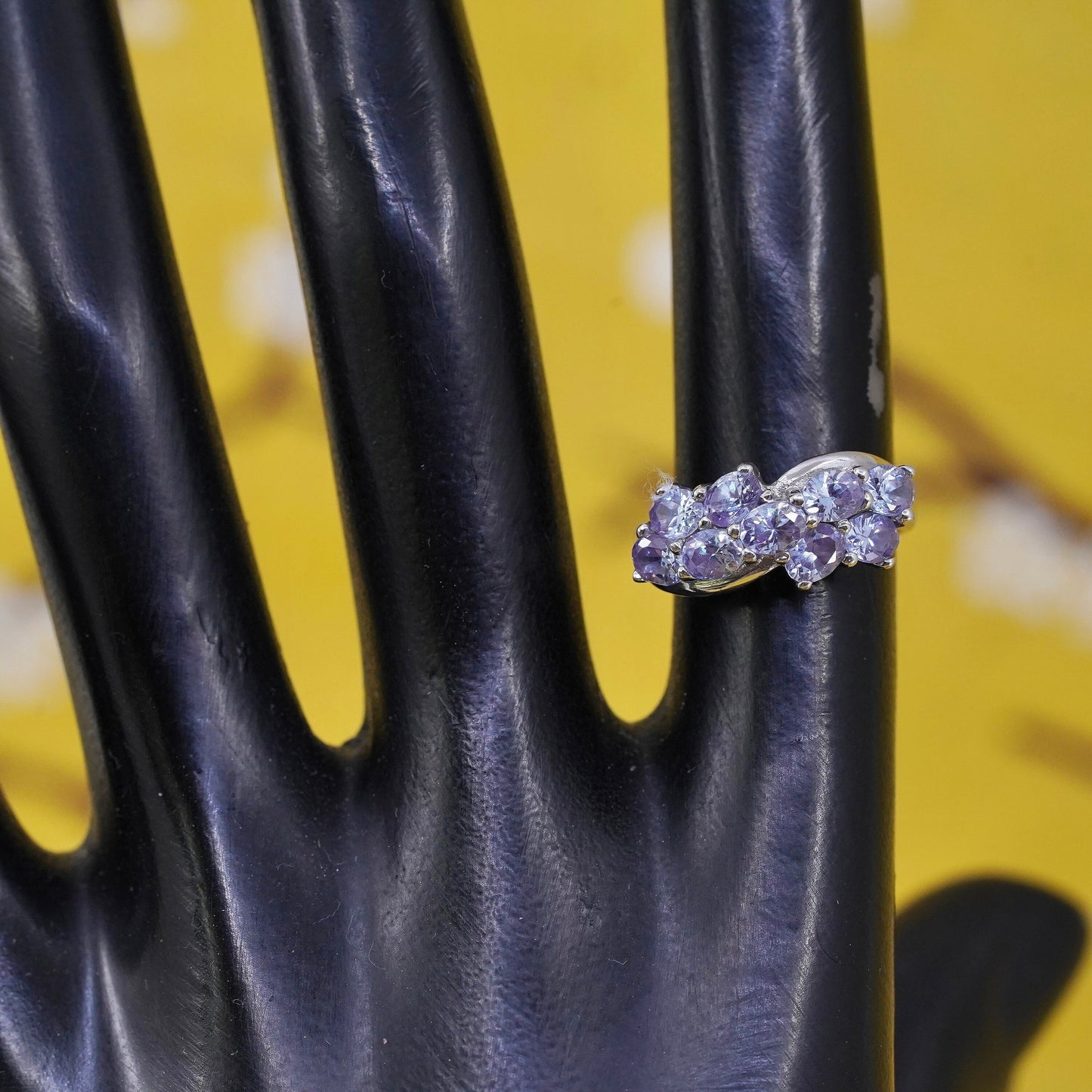 Size 5, vintage Sterling silver handmade ring, 925 band with amethyst