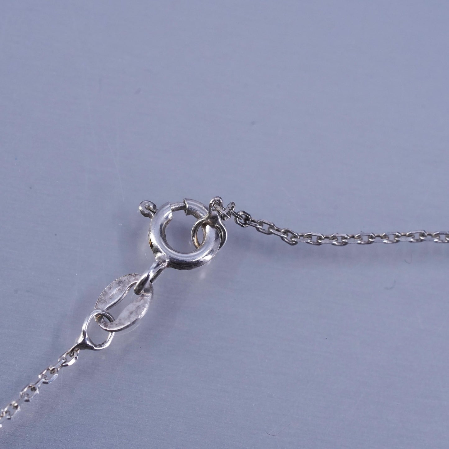 16” Italy Sterling 925 silver circle chain necklace with anchor pendant