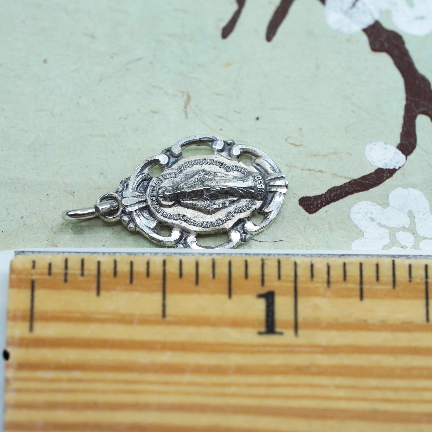 Vintage Mexico sterling silver handmade pendant, 925 Virgin Mary charm