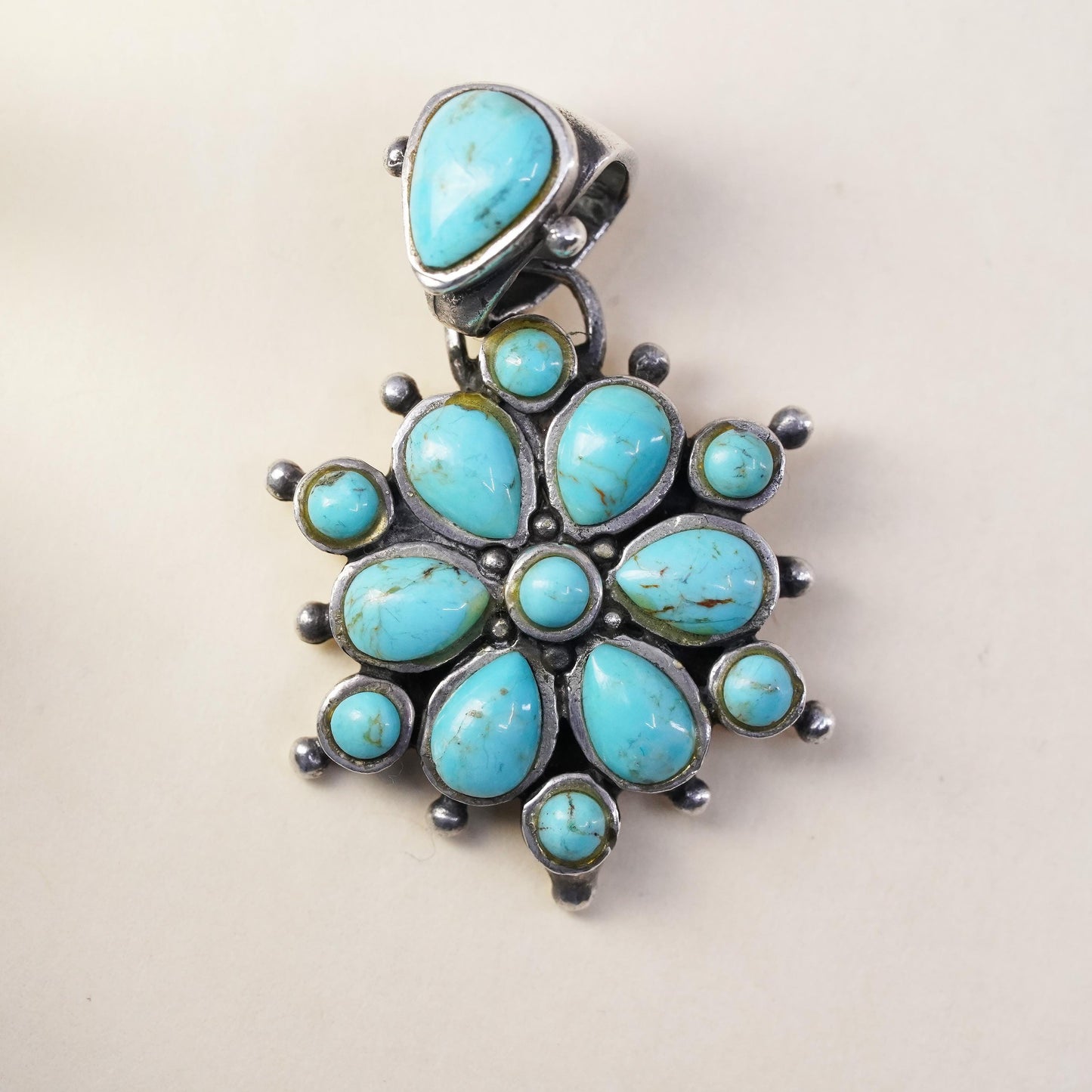 vintage Barse sterling 925 silver handmade square pendant with turquoise