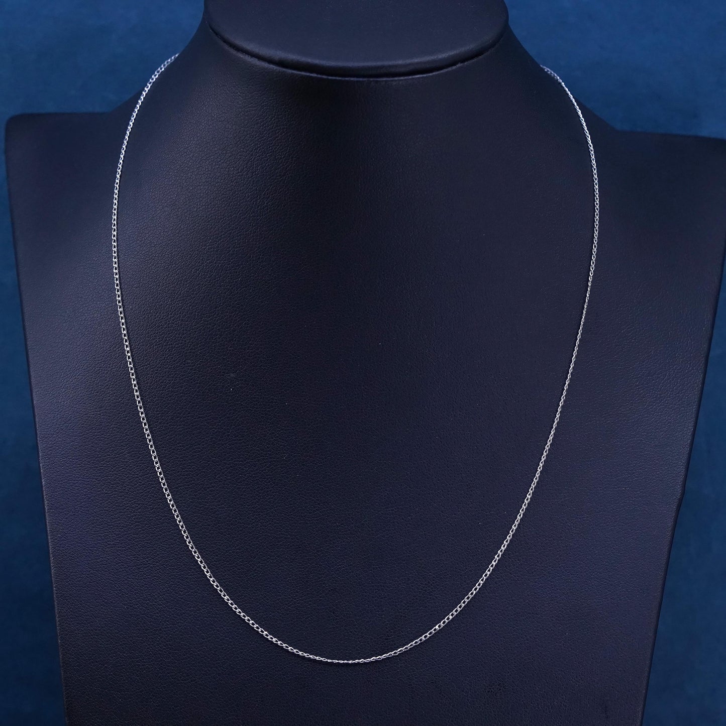 18”, 1mm, vintage Italy Sterling silver necklace, 925 curb chain
