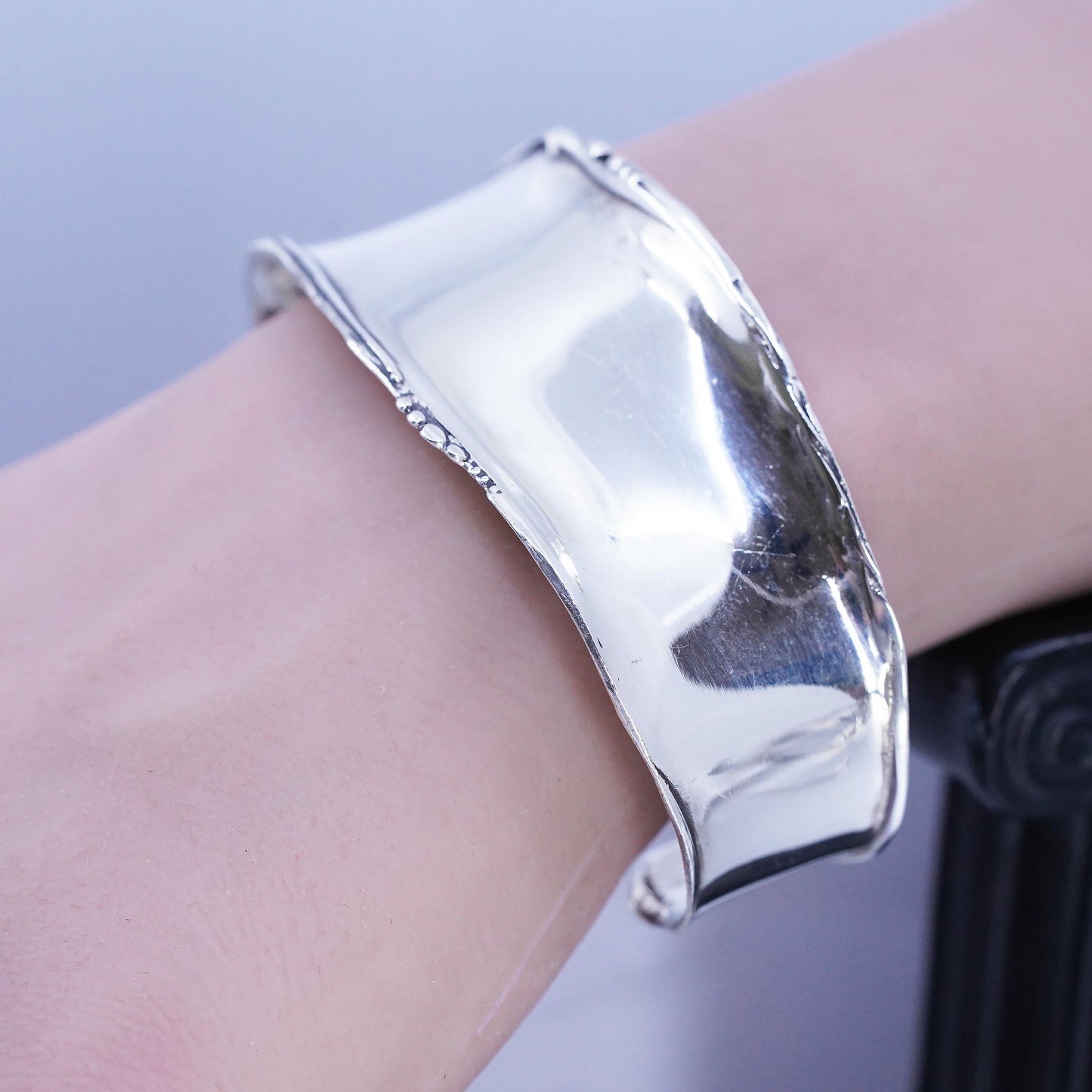 6.5", Vintage Silpada Retired 925 Sterling Silver Wavy Cuff Bracelet B1435