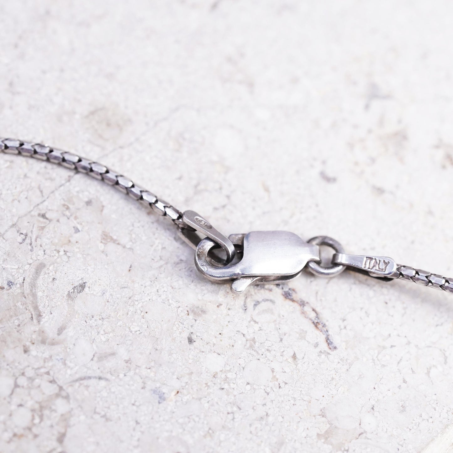 18", vintage sterling silver necklace, 925 snake chain with heart pearl pendant