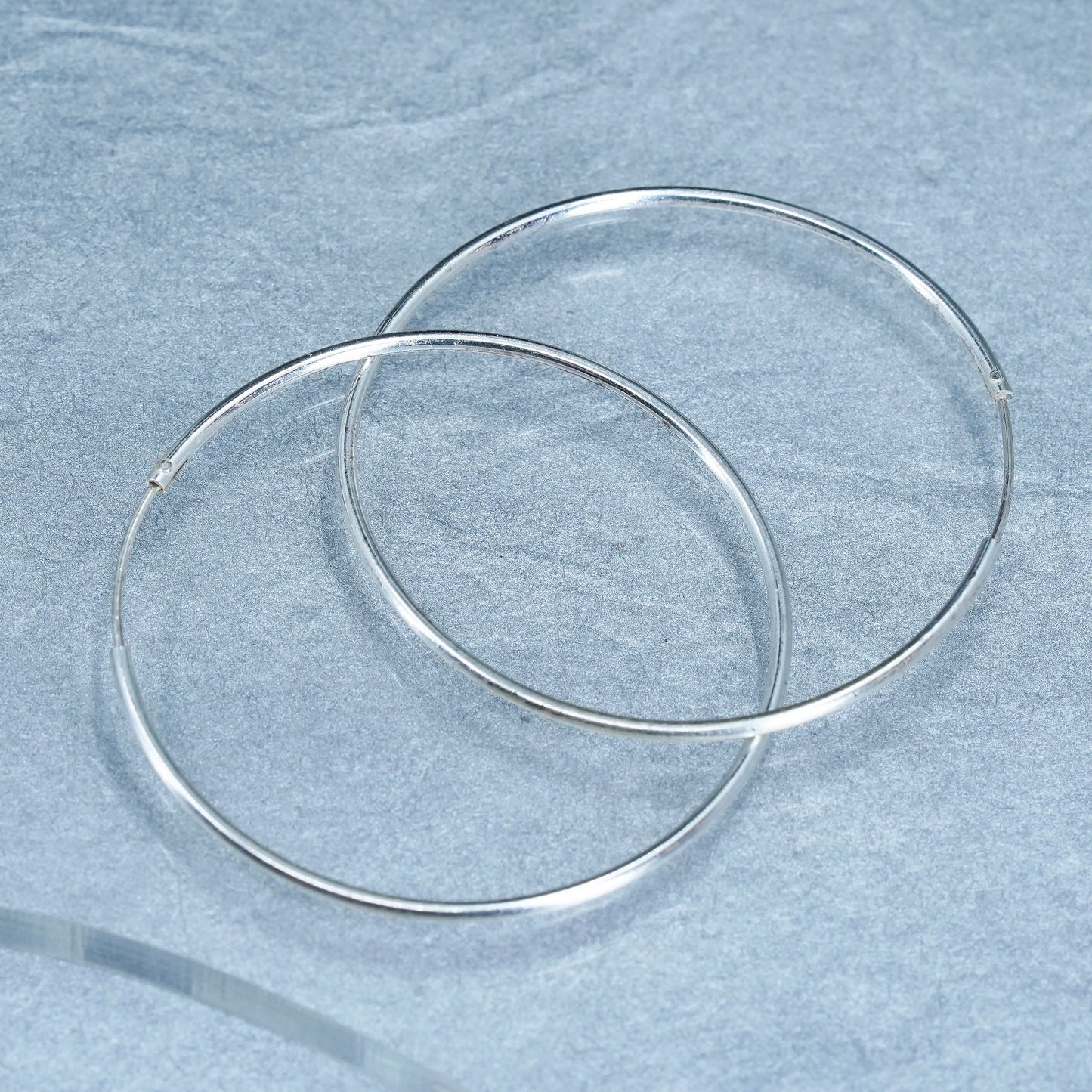 1.5”, vintage Italy Sterling silver handmade earrings, bold 925 hoops