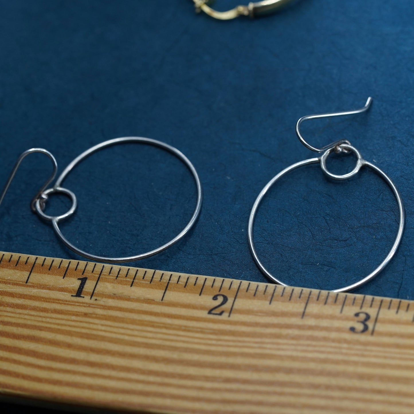 Vintage sterling silver handmade earrings, 925 circle link drop