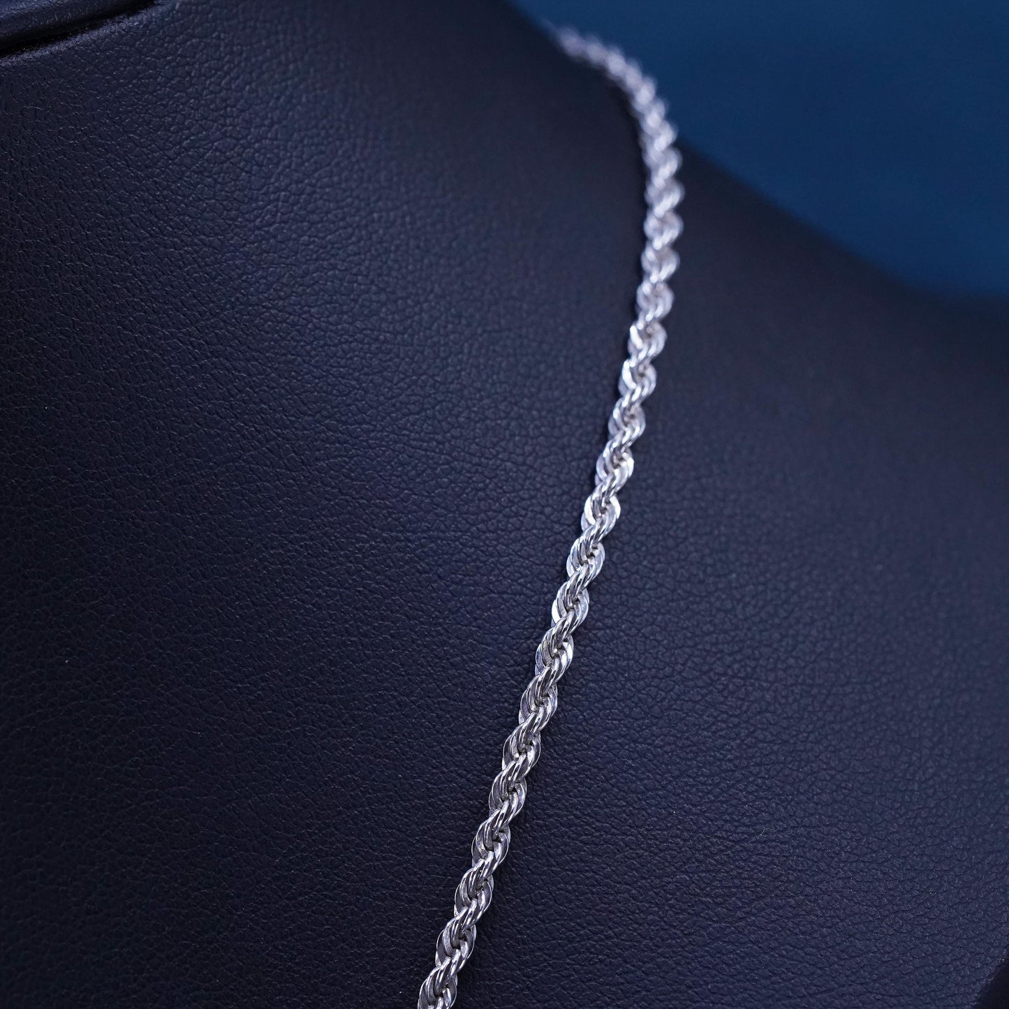 18” 3mm, vintage Sterling silver handmade necklace, 925 diamond rope chain