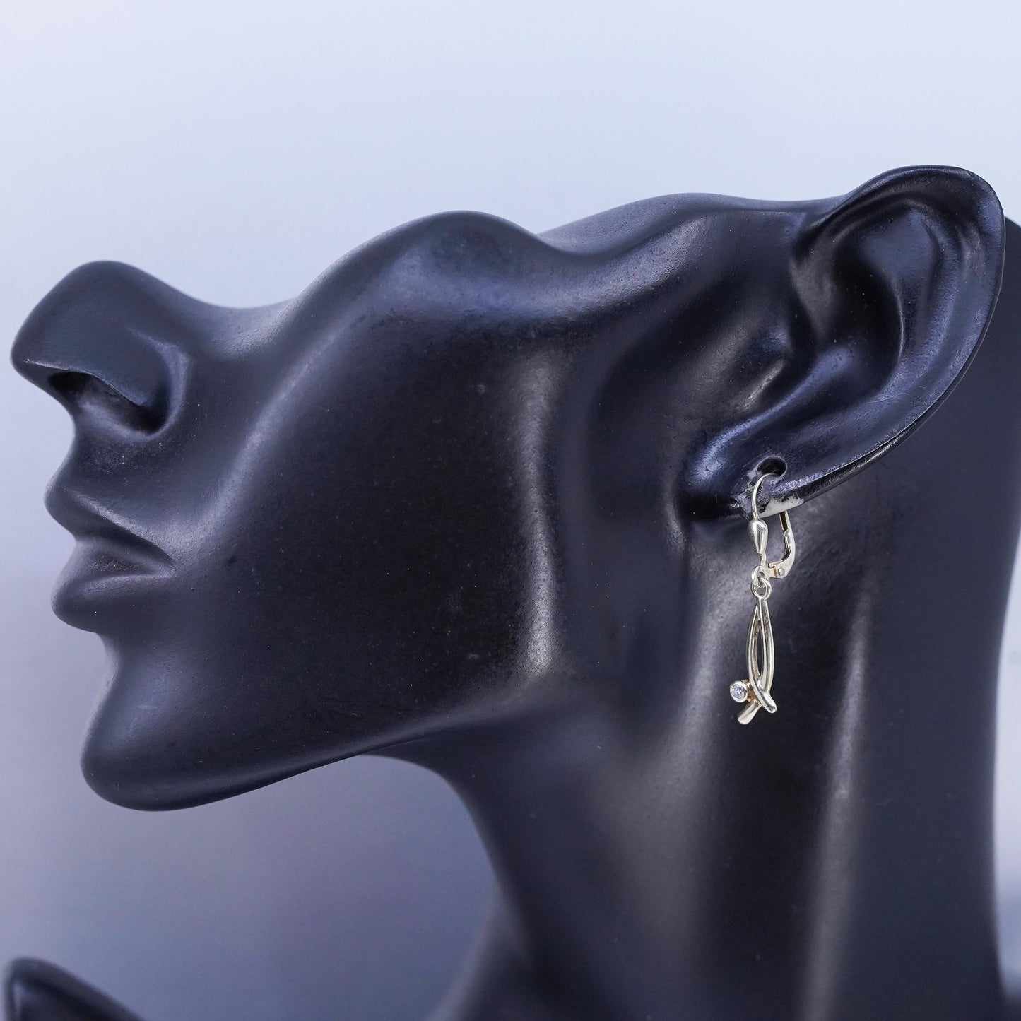 Vintage vermeil gold filled Sterling 925 silver earrings with Cz details